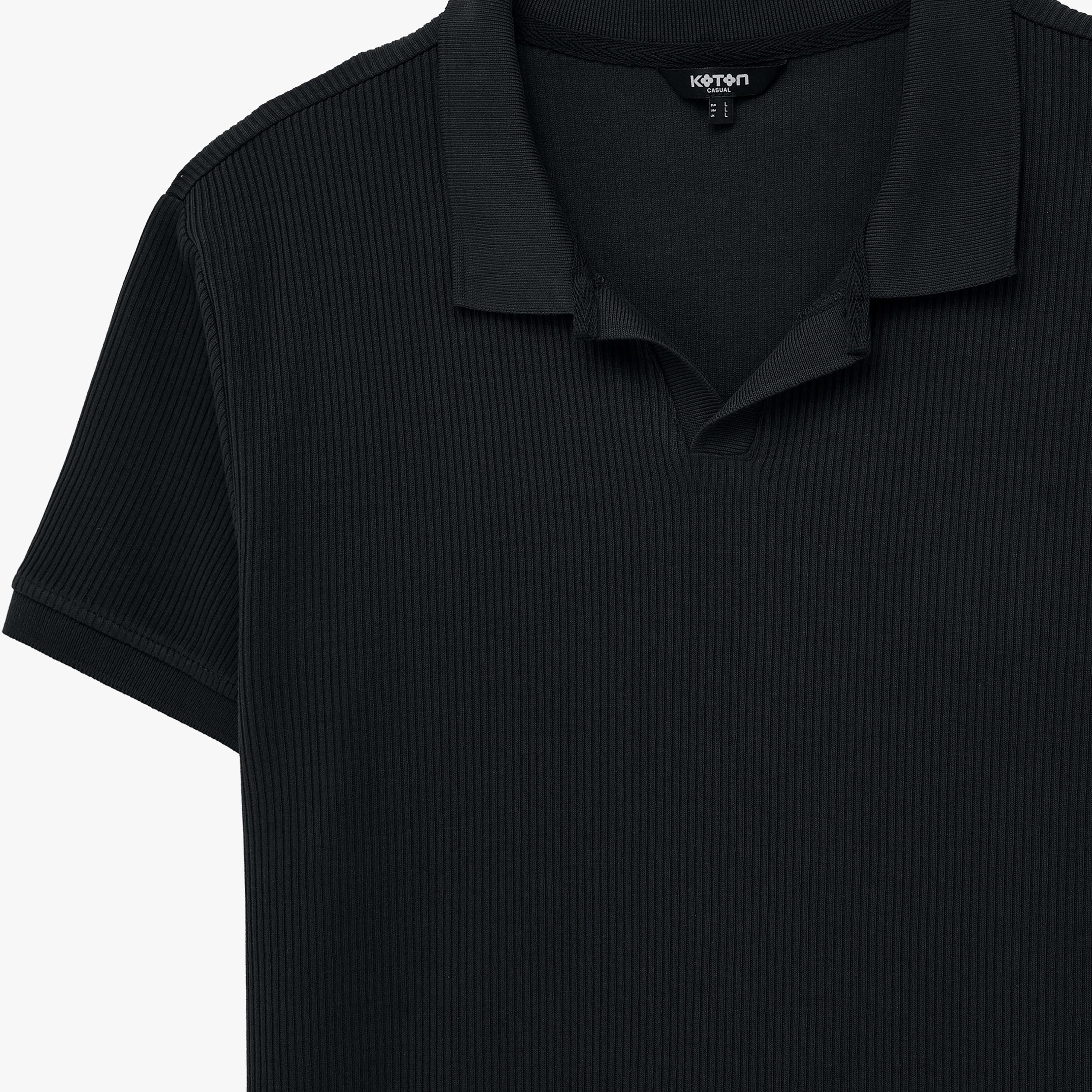 KOTON Textured Johnny Collar Short Sleeves Men's Polo T-Shirt-men-clothing-tshirtsandpolos-polos-image-5