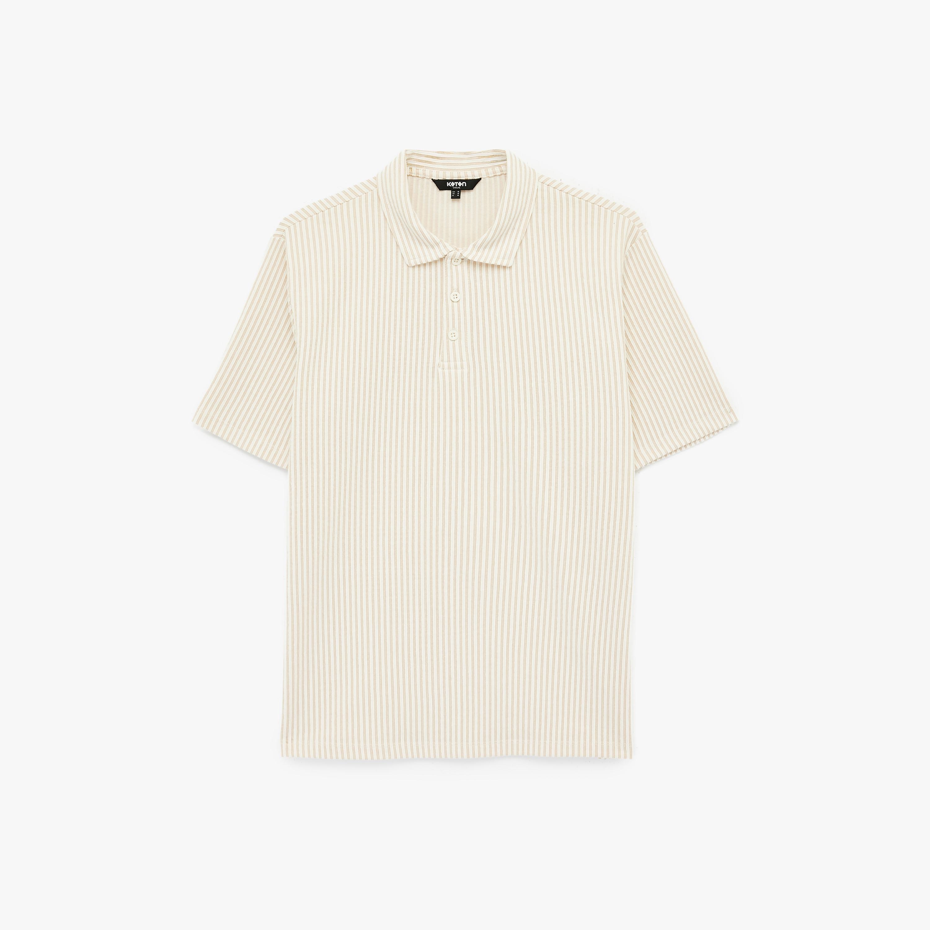 KOTON Striped Collared Short Sleeves Men's Polo T-Shirt-men-clothing-tshirtsandpolos-polos-image-3