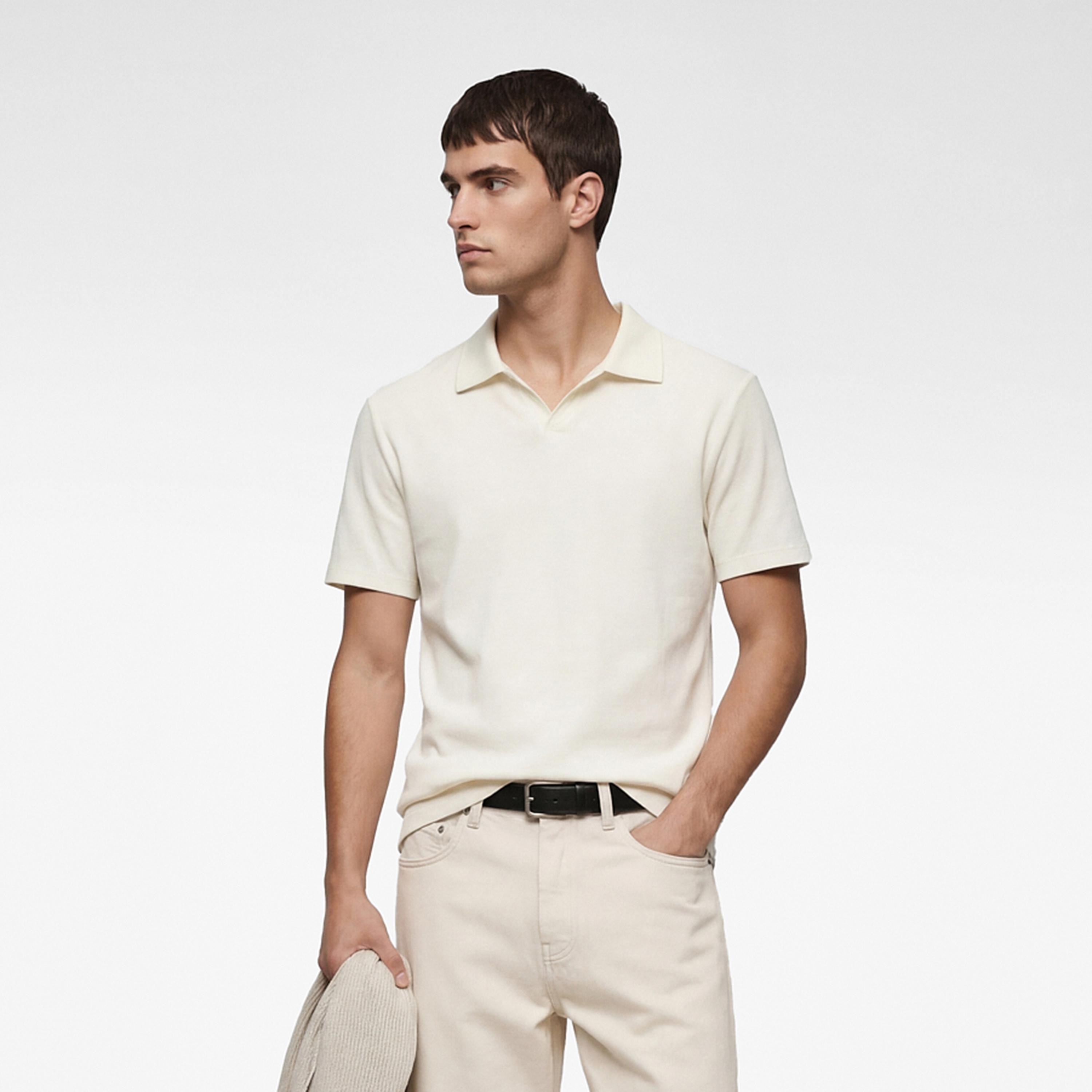 KOTON Textured Johnny Collar Short Sleeves Men's Polo T-Shirt-men-clothing-tshirtsandpolos-polos-image-1