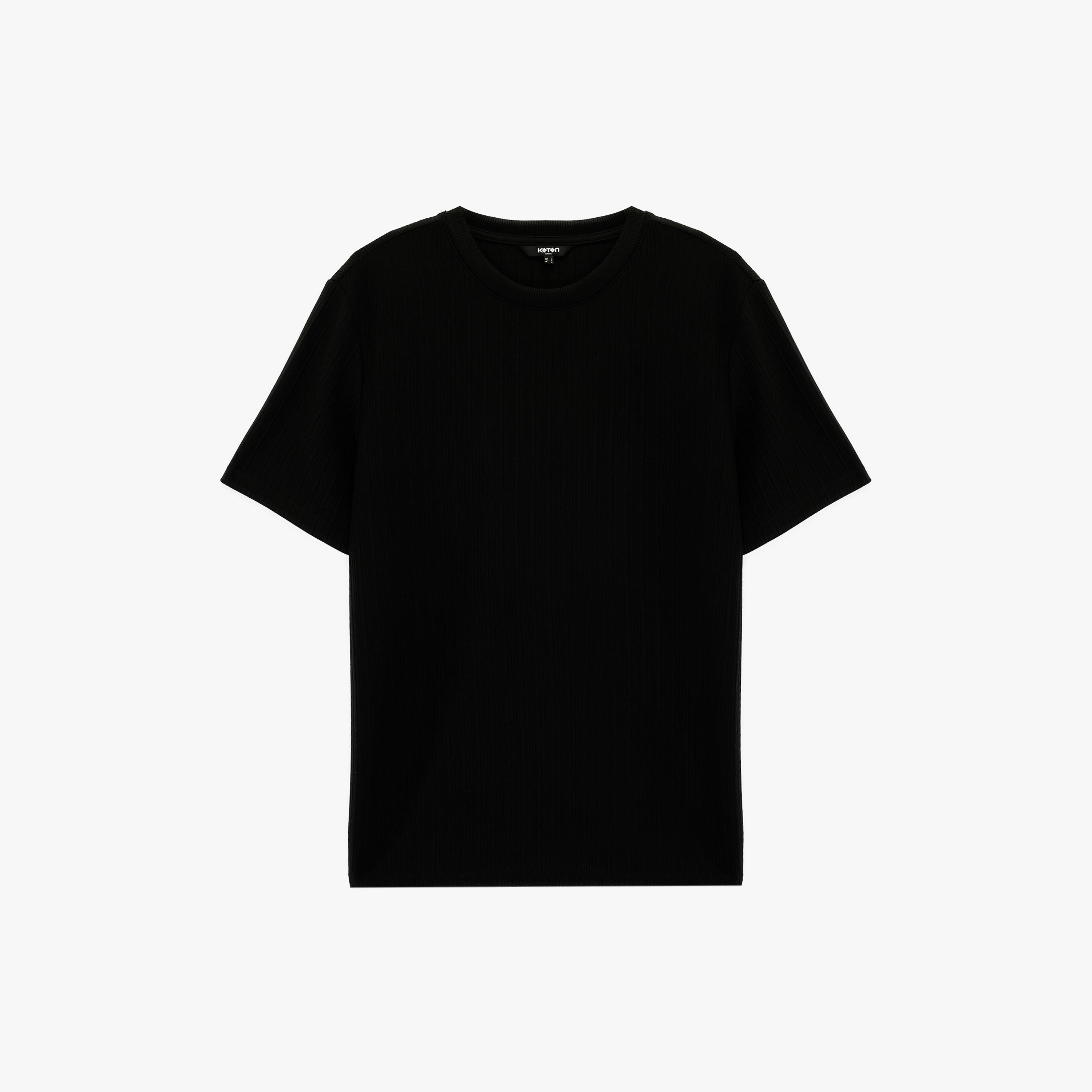 KOTON Textured Crew Neck Short Sleeves Men's T-Shirt-men-clothing-tshirtsandpolos-tshirts-image-3