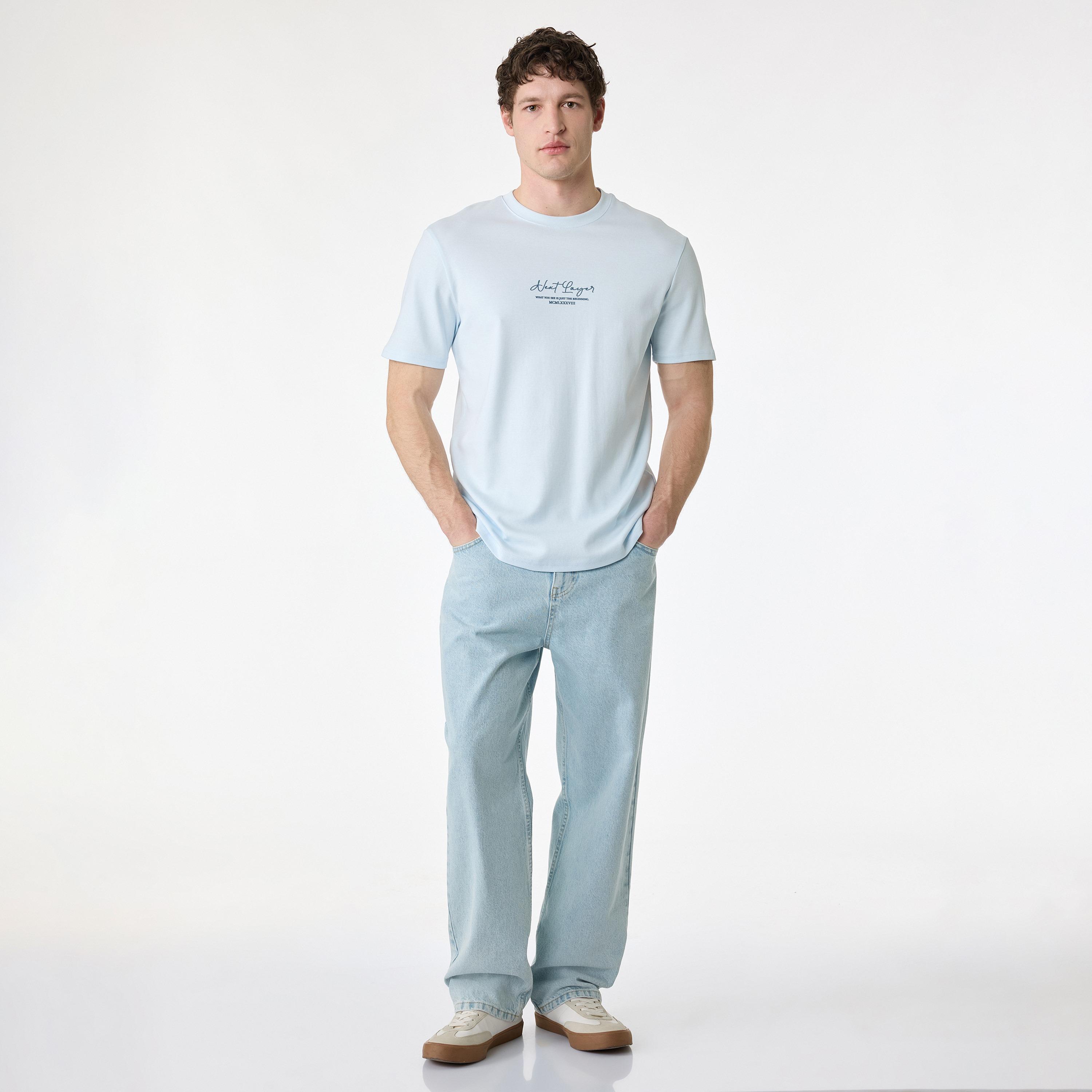 KOTON Text-Print Crew Neck Short Sleeves Men's T-Shirt-men-clothing-tshirtsandpolos-tshirts-image-2