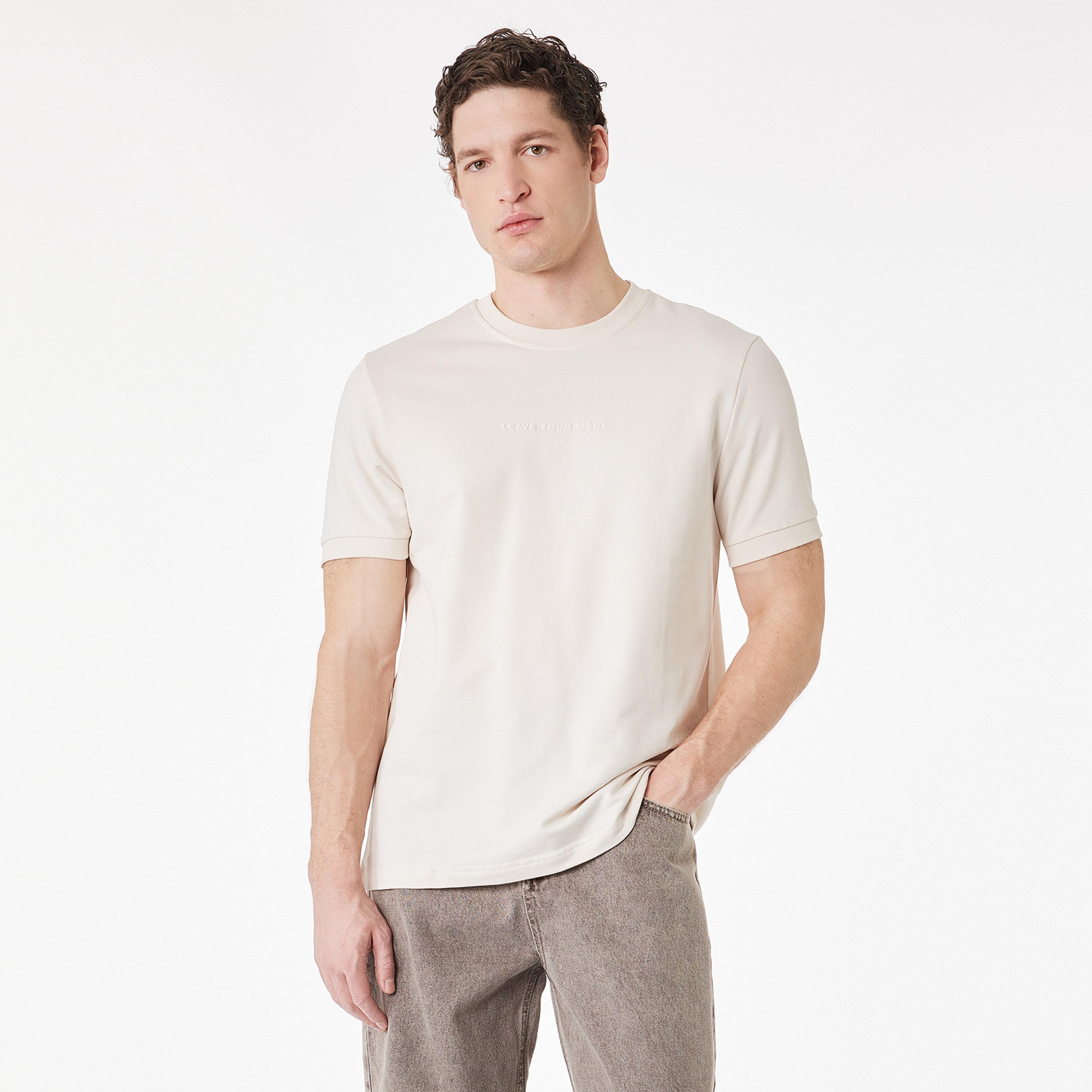 KOTON Text-Print Crew Neck Short Sleeves Men's T-Shirt-men-clothing-tshirtsandpolos-tshirts-image-1