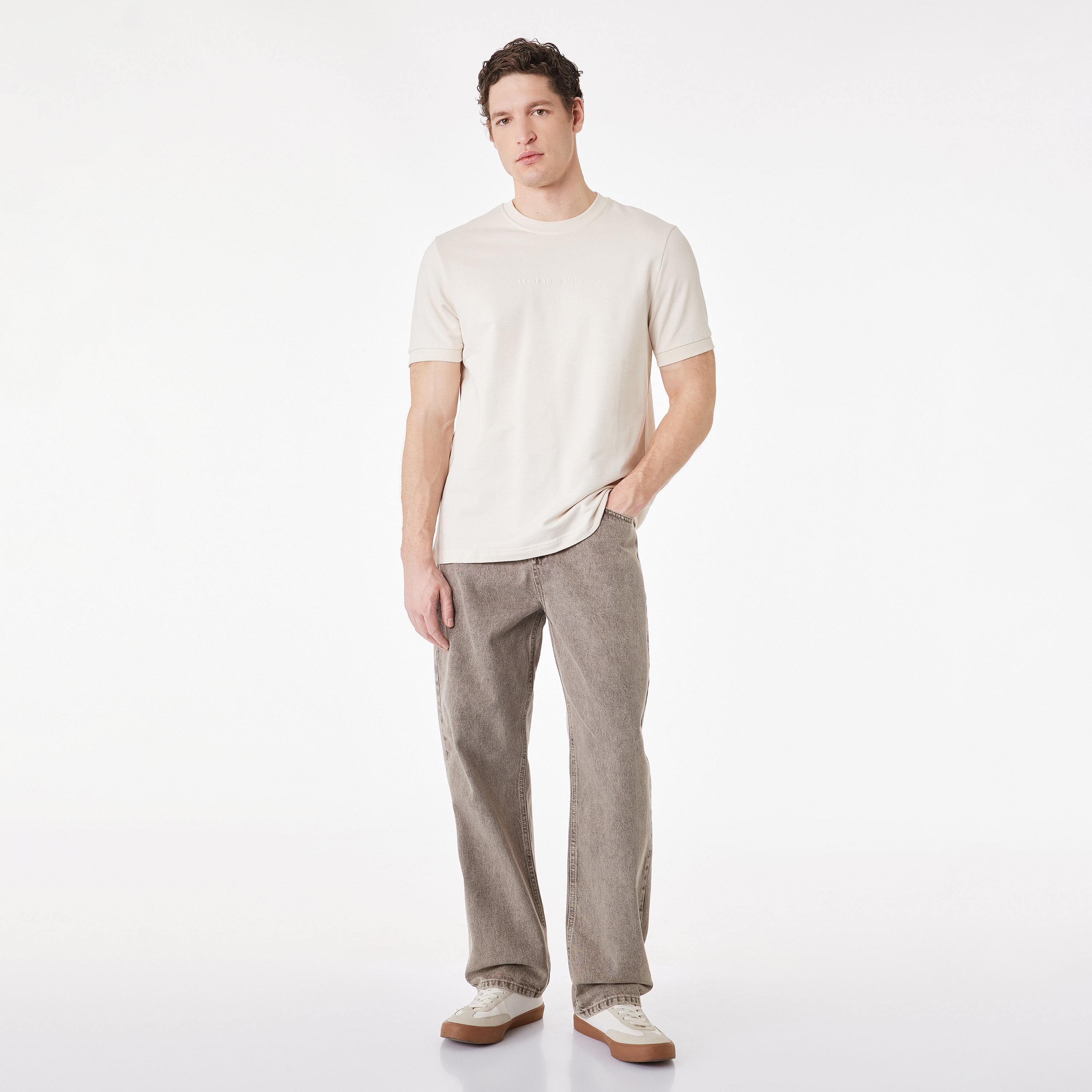 KOTON Text-Print Crew Neck Short Sleeves Men's T-Shirt-men-clothing-tshirtsandpolos-tshirts-image-2