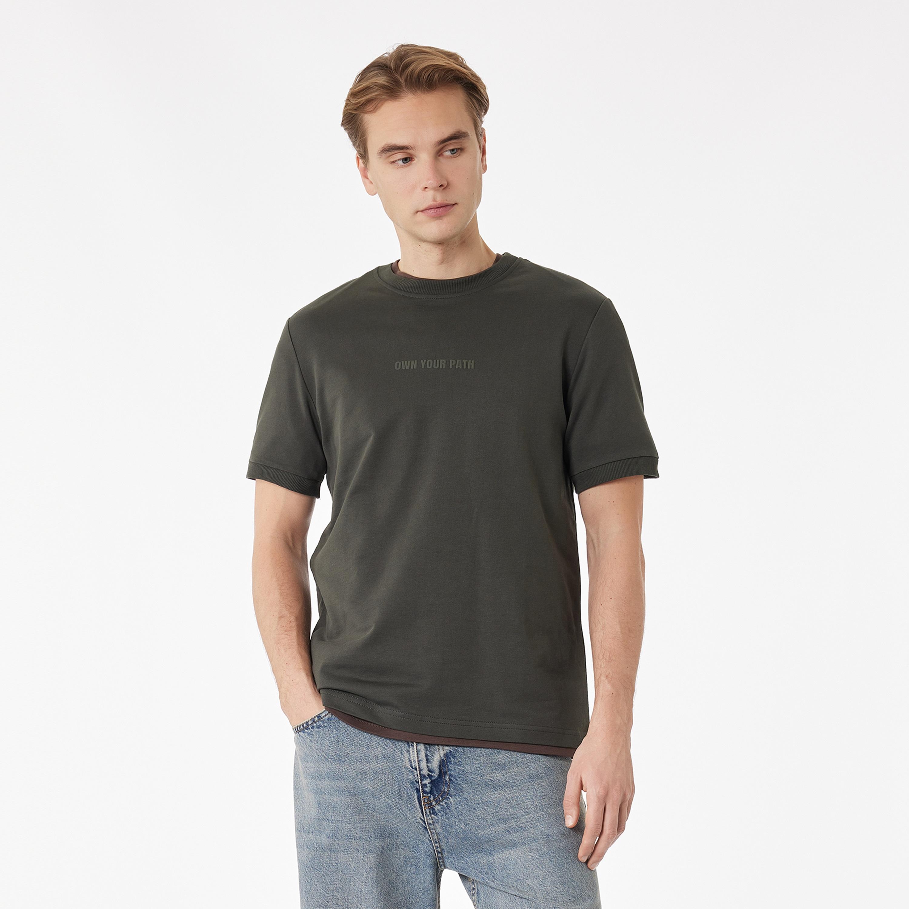 KOTON Text-Print Crew Neck Short Sleeves Men's T-Shirt-men-clothing-tshirtsandpolos-tshirts-image-1
