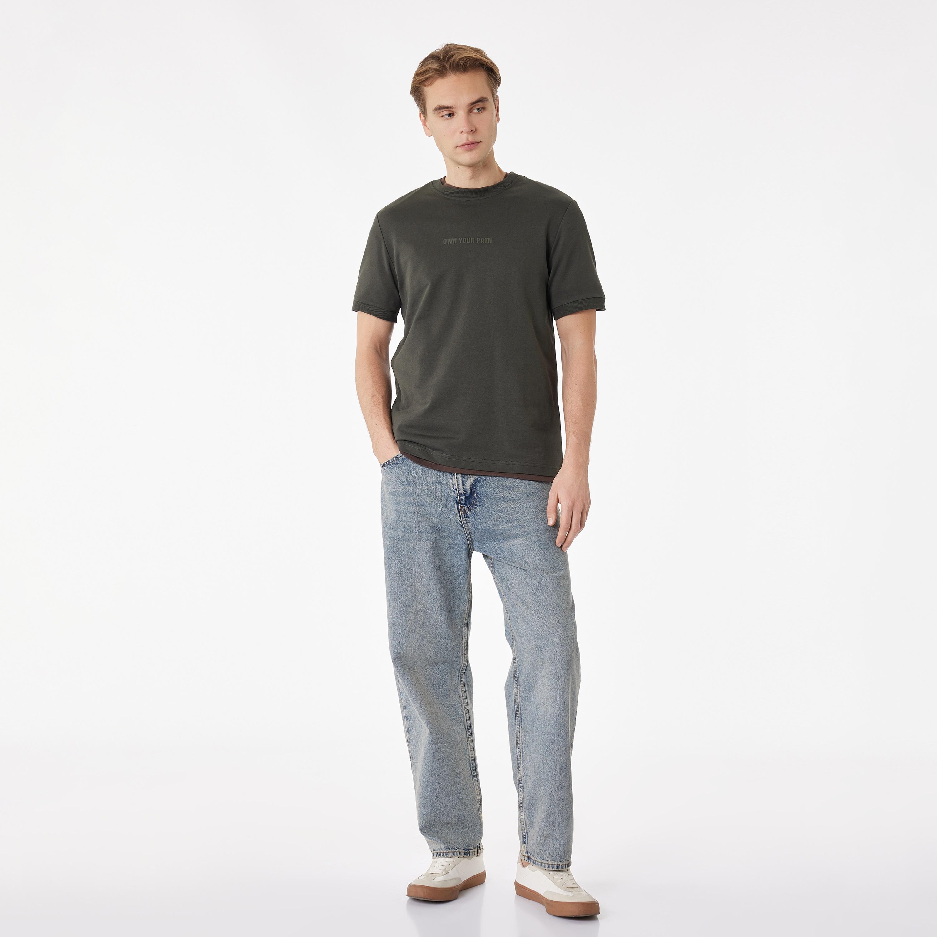 KOTON Text-Print Crew Neck Short Sleeves Men's T-Shirt-men-clothing-tshirtsandpolos-tshirts-image-2