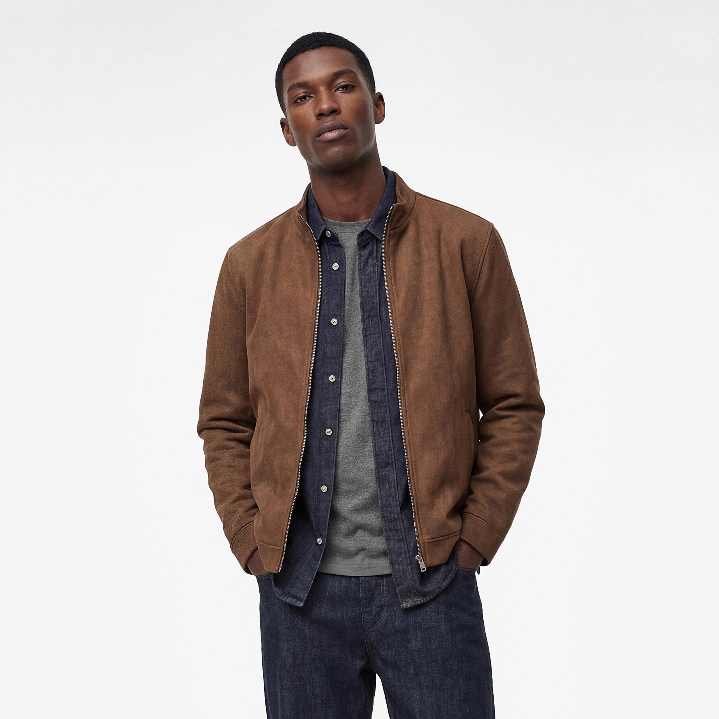 جاكيت رجالي من الجلد السويدي بأكمام طويلة وياقة عالية من كوتون-men-clothing-jacketsandblazers-jackets-image-1