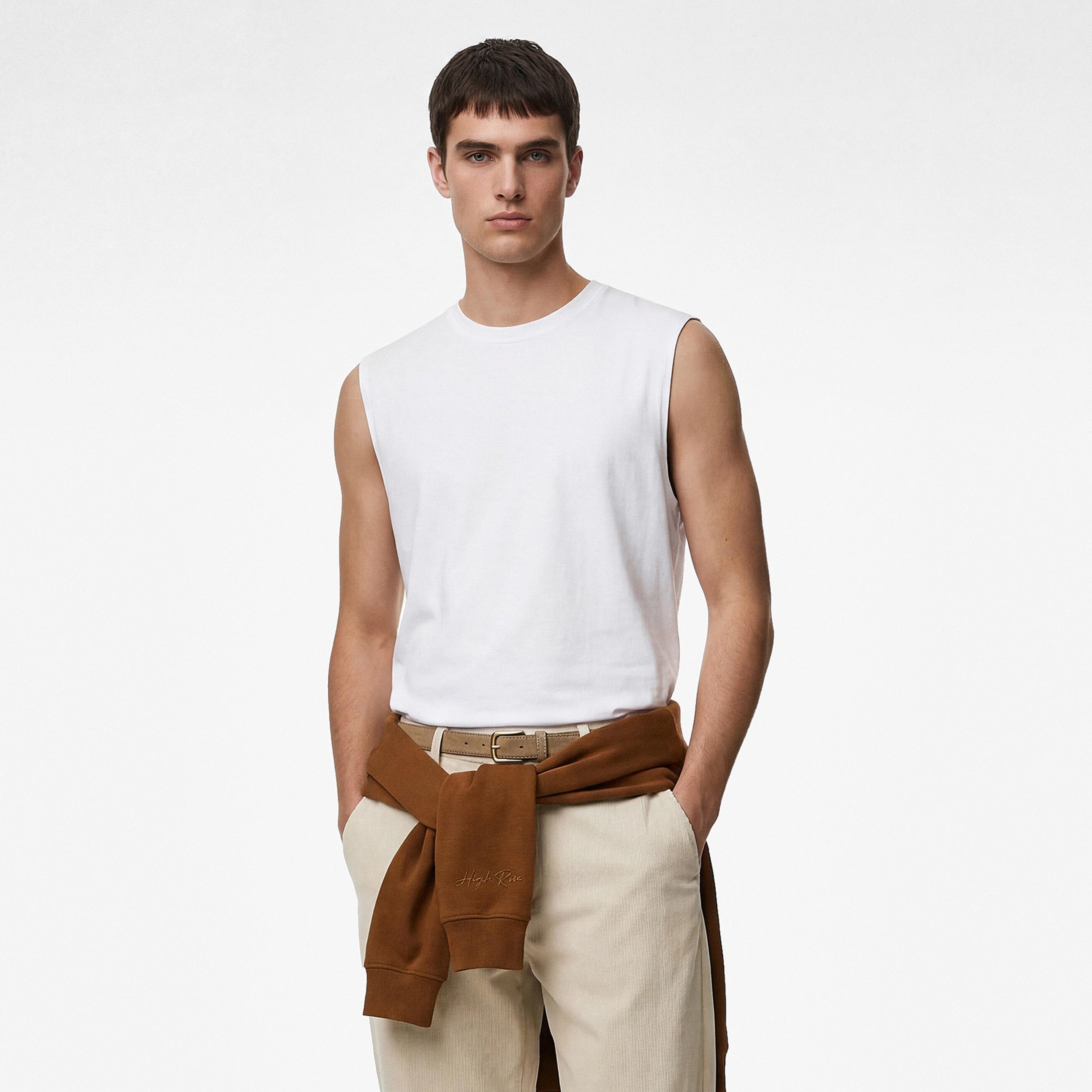 تيشيرت تانك (بدون أكمام) رجالي سادة بقصة رقبة مستديرة من كوتون-men-clothing-innerwear-vests-image-1
