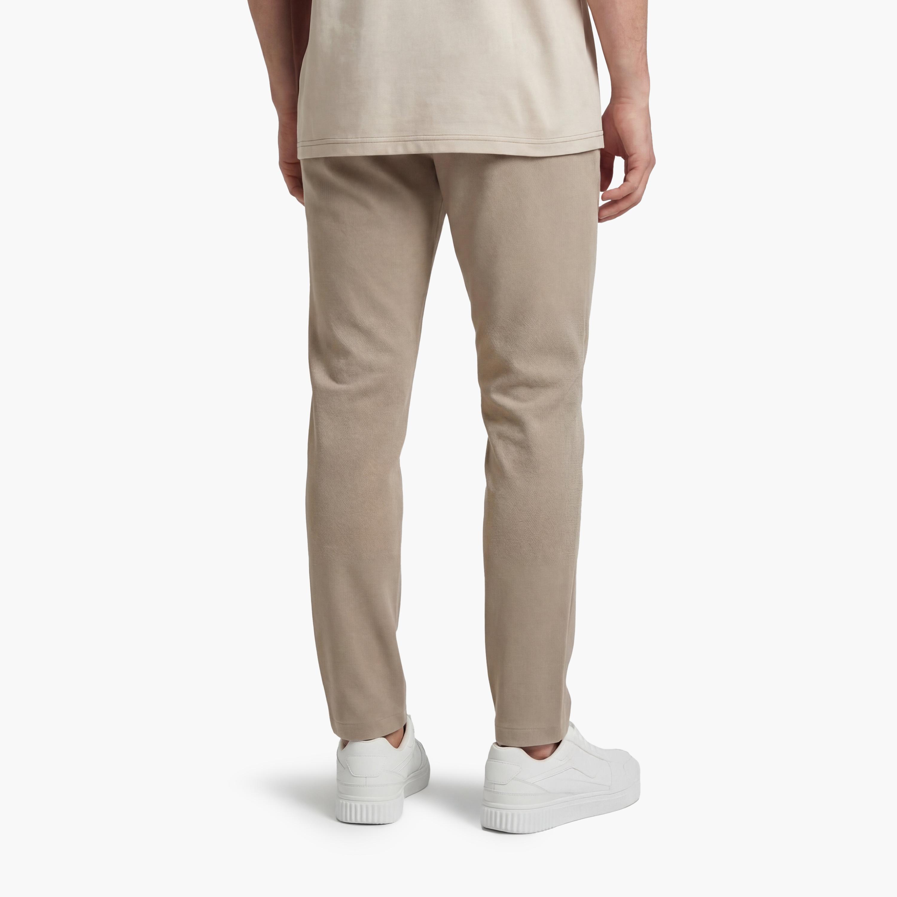 بنطلون رجالي خصر متوسط قصة "سليم فت" ضيقة بزر وسحاب من كوتون-men-clothing-bottoms-trousersandchinos-trousers-image-4