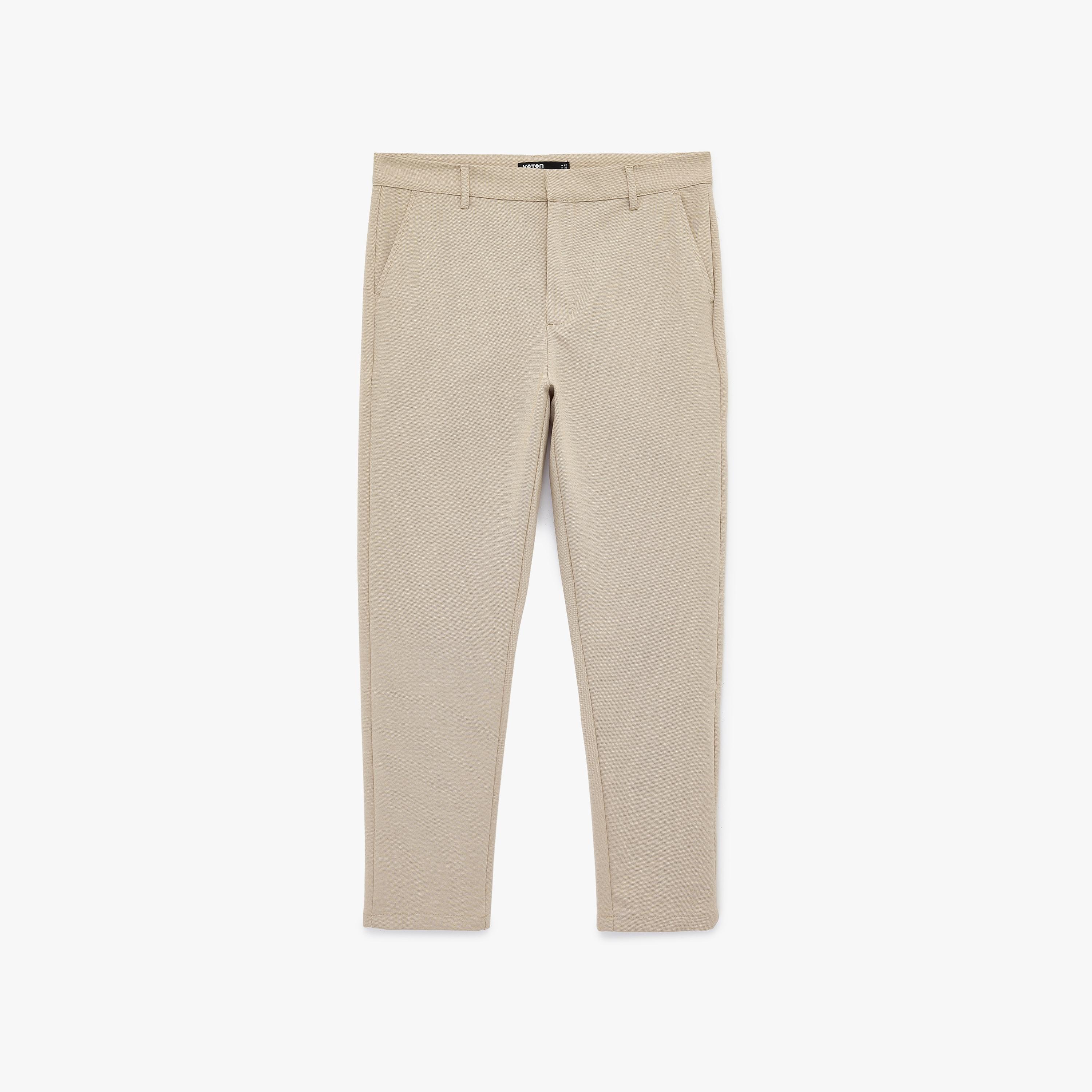 KOTON Slim Fit Mid-Rise Hook and Bar Men's Trousers-men-clothing-bottoms-trousersandchinos-trousers-image-4