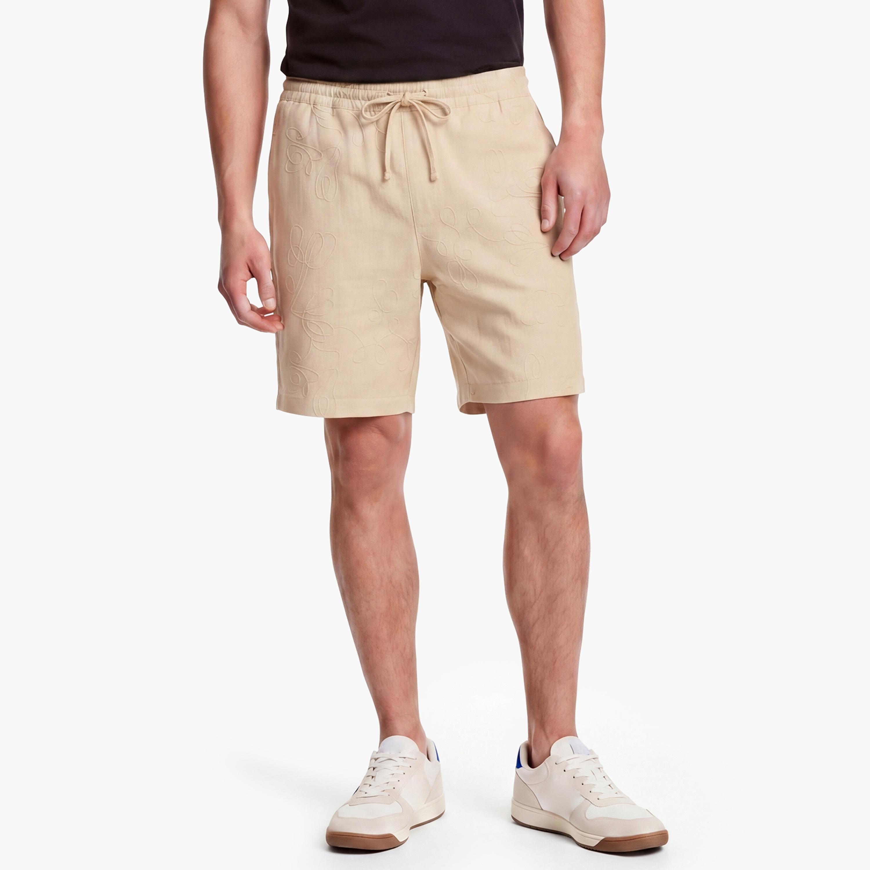 KOTON Regular Fit Mid-Rise Drawstring Waist Men's Shorts-men-clothing-bottoms-shorts-image-1