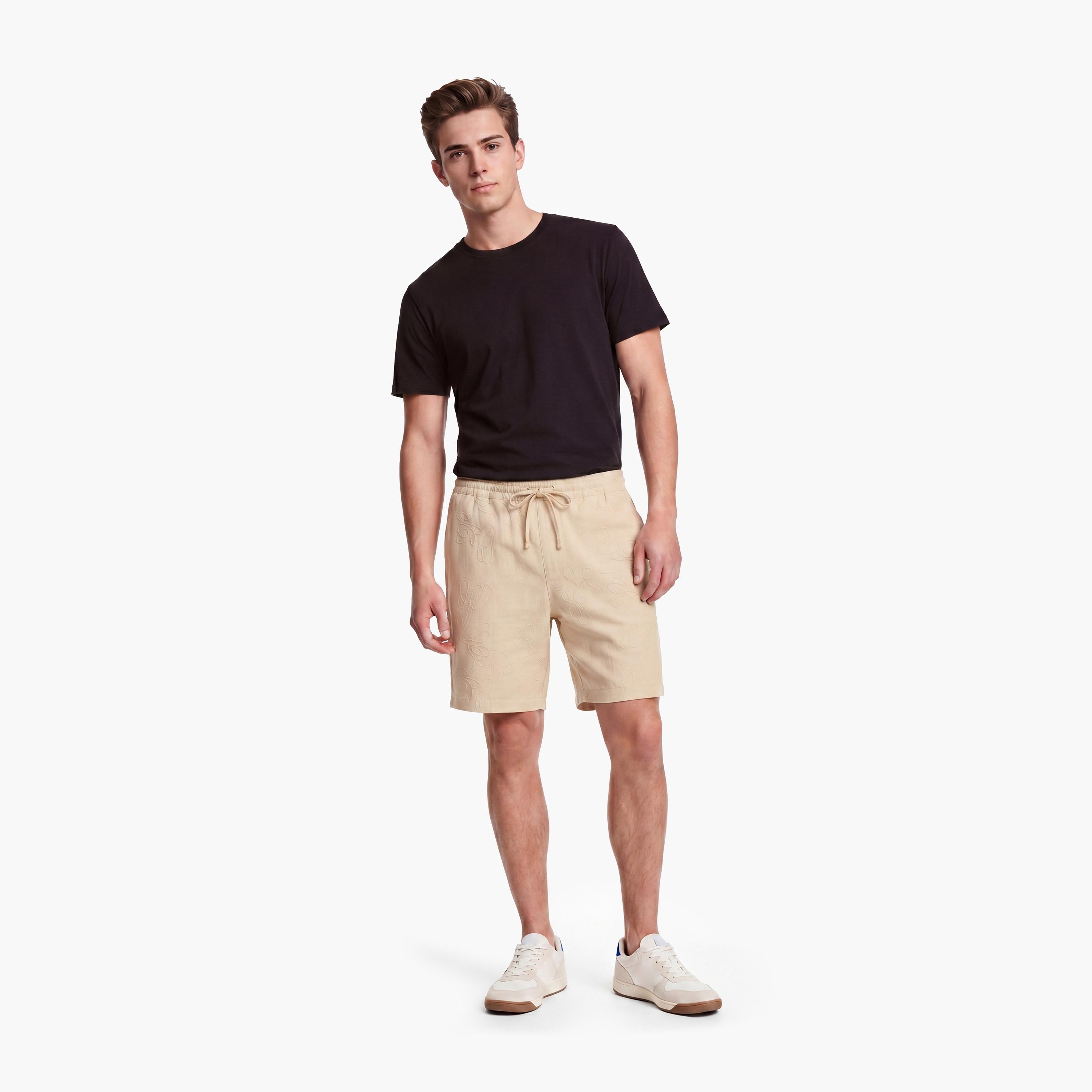 KOTON Regular Fit Mid-Rise Drawstring Waist Men's Shorts-men-clothing-bottoms-shorts-image-2