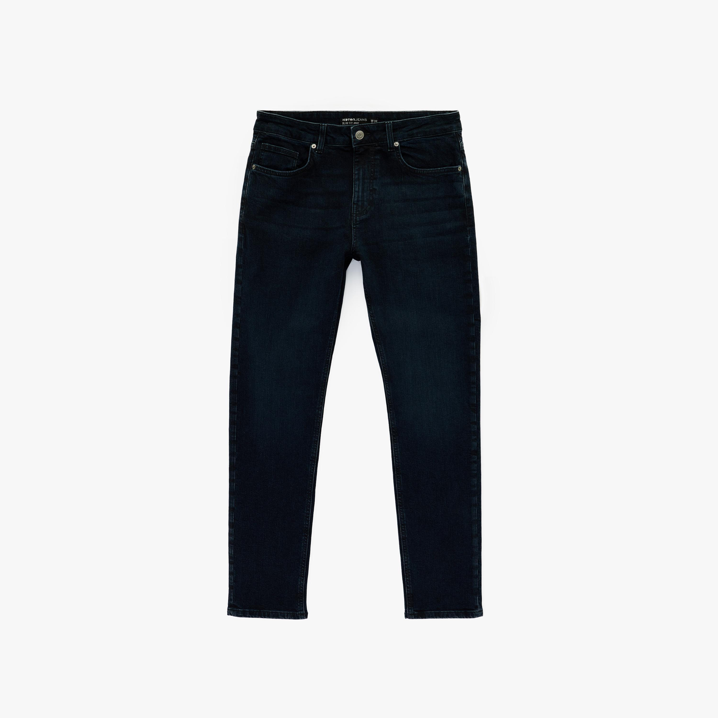 KOTON Slim Fit Plain Mid-Rise Men's Jeans-men-clothing-bottoms-jeans-image-4