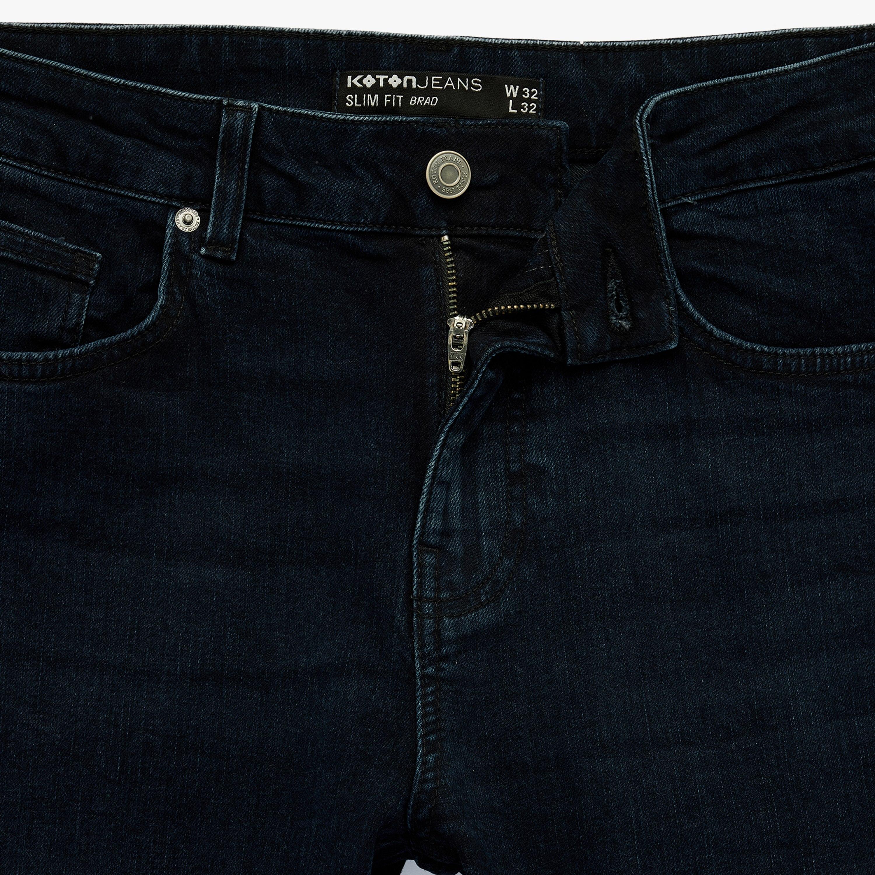 KOTON Slim Fit Plain Mid-Rise Men's Jeans-men-clothing-bottoms-jeans-image-7