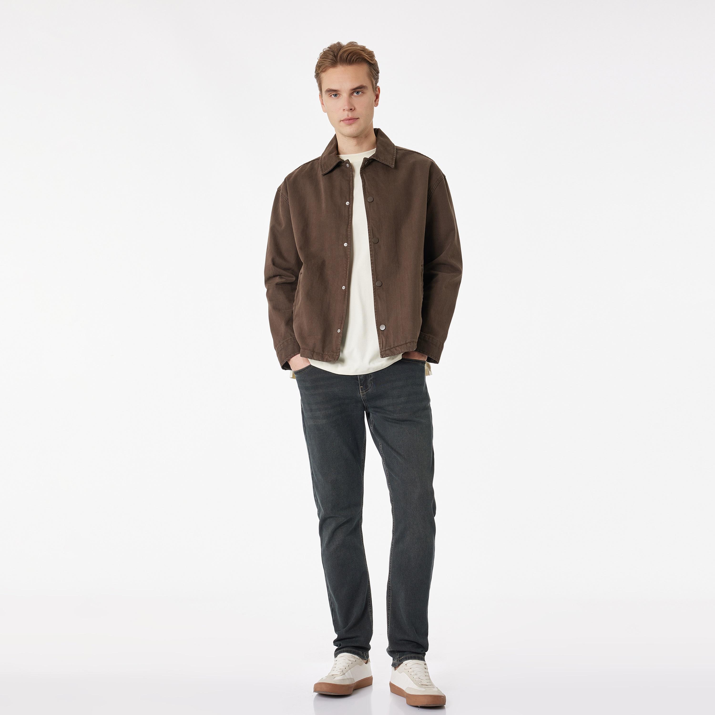 KOTON Slim Fit Plain Mid-Rise Men's Jeans-men-clothing-bottoms-jeans-image-2