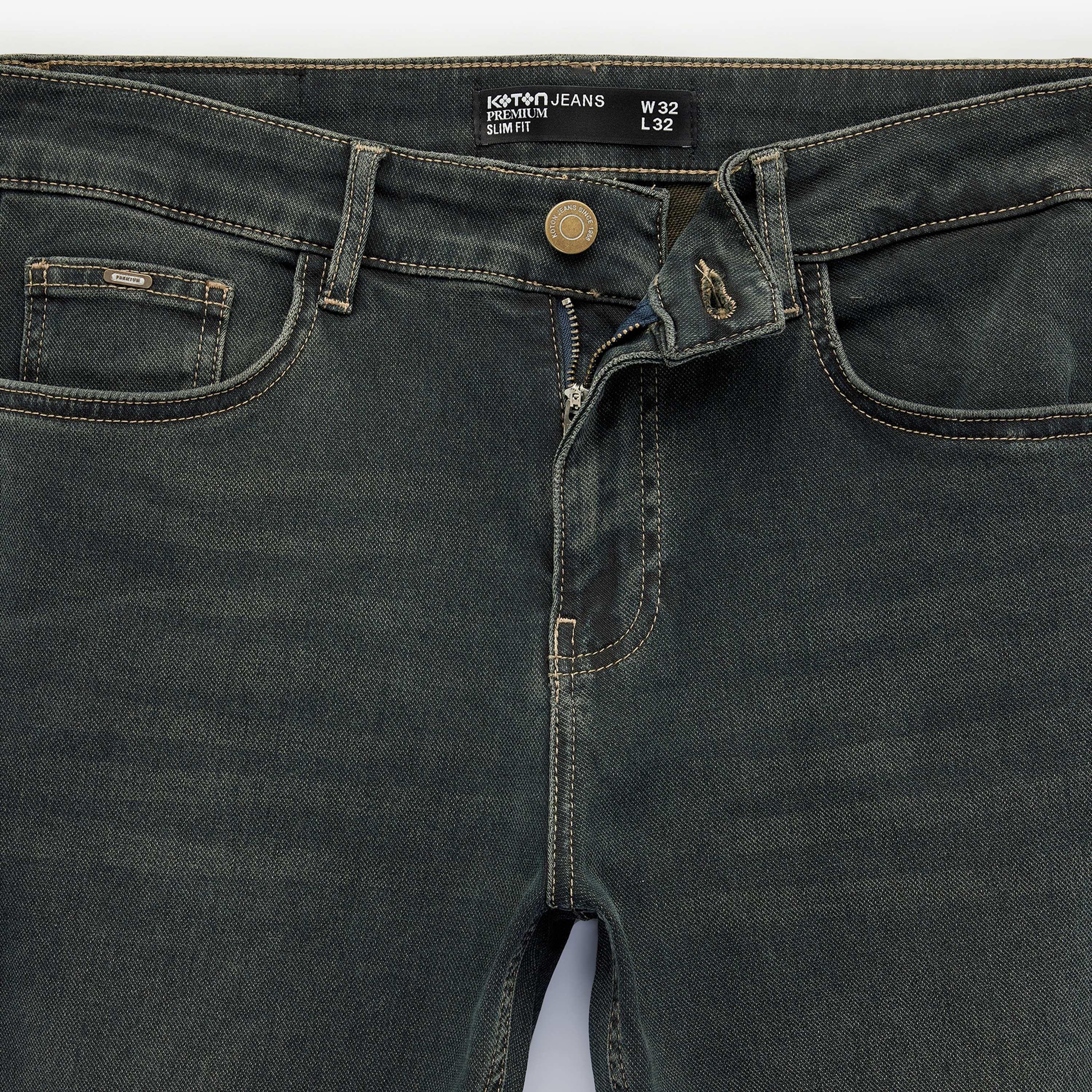 KOTON Slim Fit Plain Mid-Rise Men's Jeans-men-clothing-bottoms-jeans-image-8