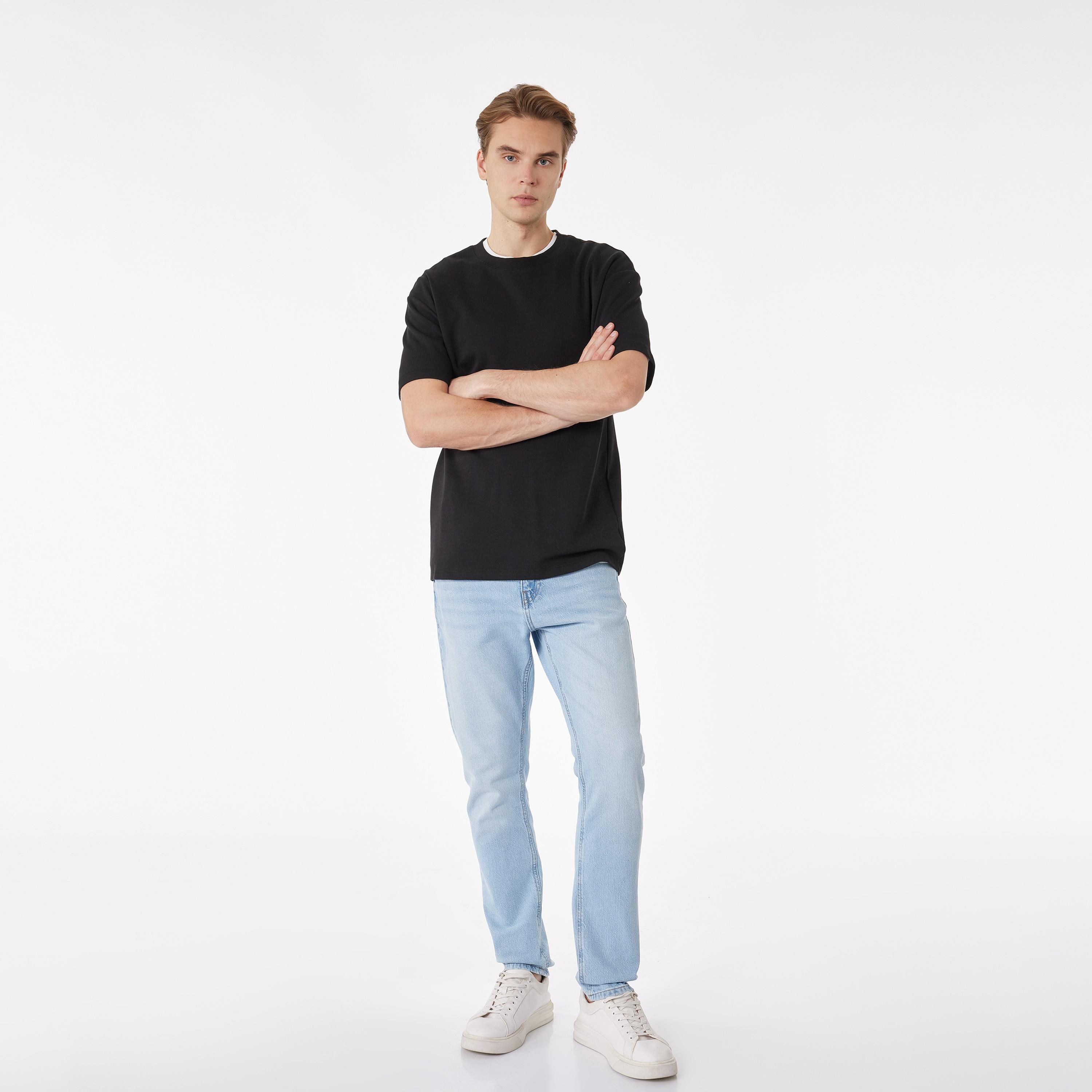 KOTON Slim Fit Plain Mid-Rise Men's Jeans-men-clothing-bottoms-jeans-image-2