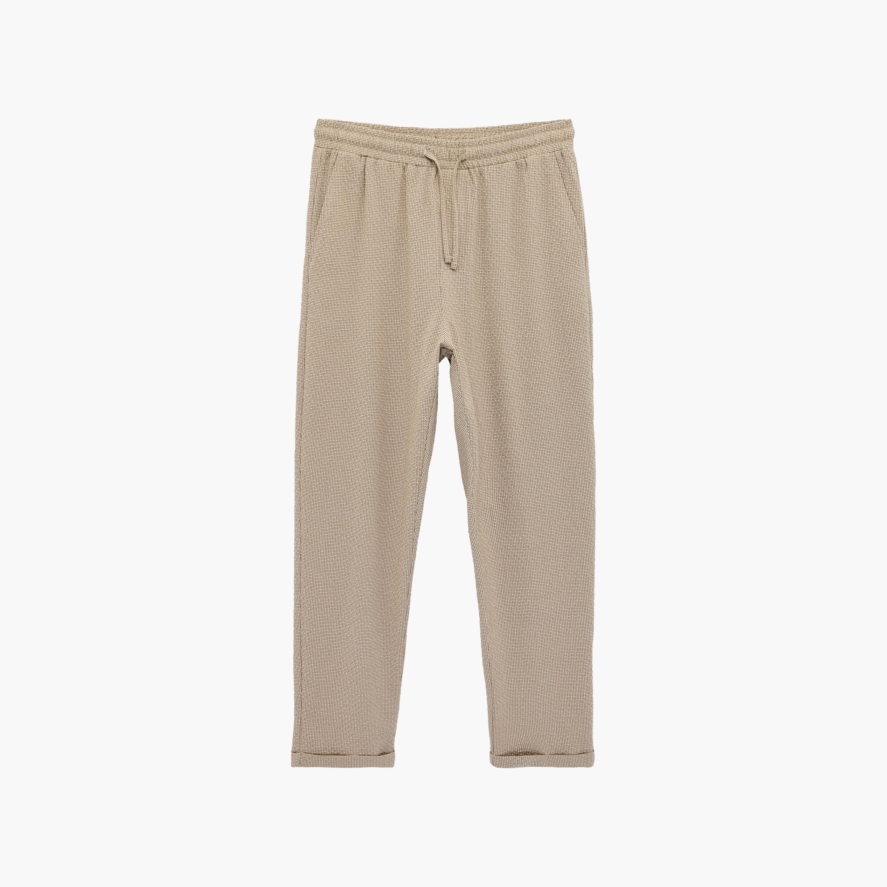 بنطلون رجالي خصر متوسط قصة "ريجولار فت" بخصر برباط من كوتون-men-clothing-bottoms-trousersandchinos-trousers-image-5