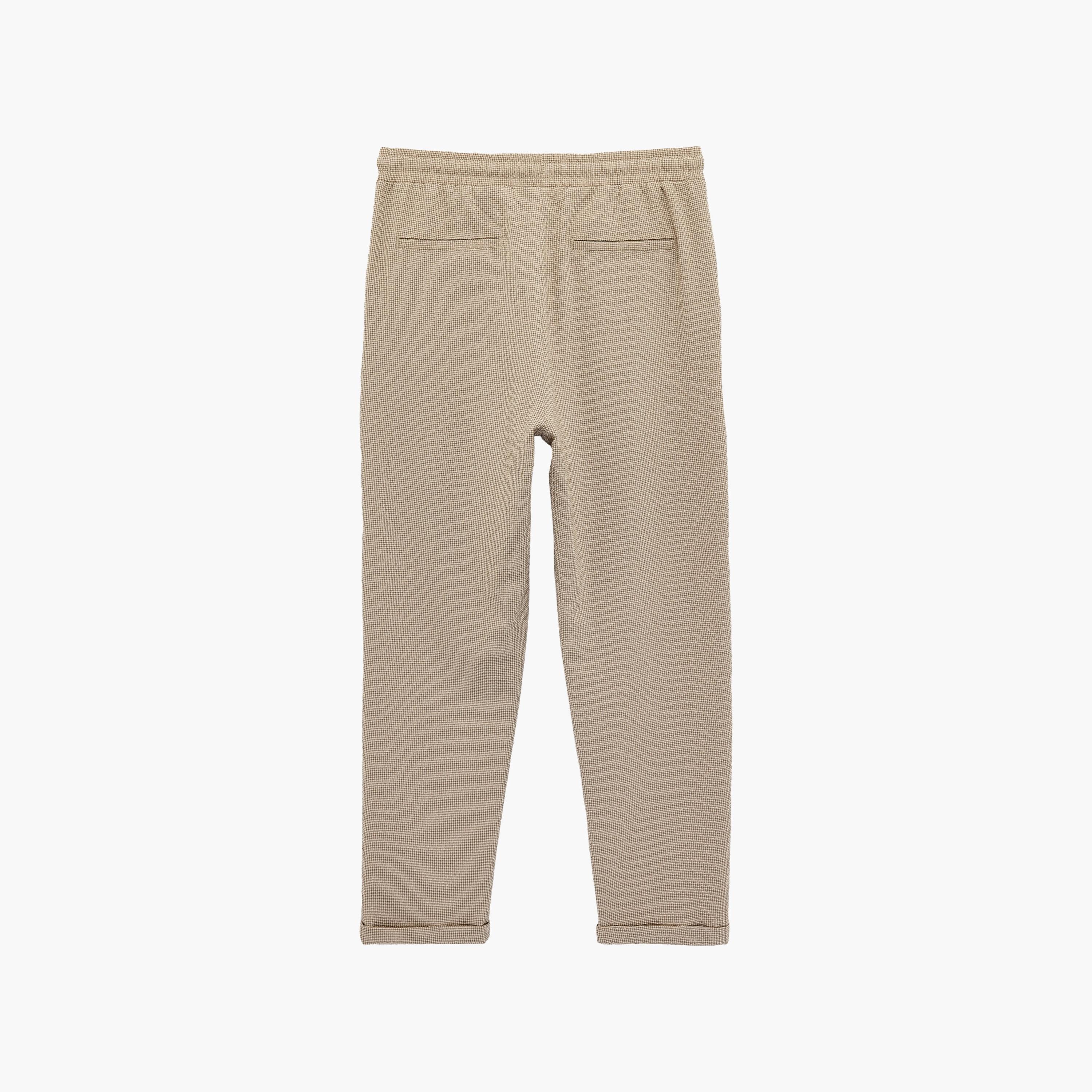 بنطلون رجالي خصر متوسط قصة "ريجولار فت" بخصر برباط من كوتون-men-clothing-bottoms-trousersandchinos-trousers-image-6