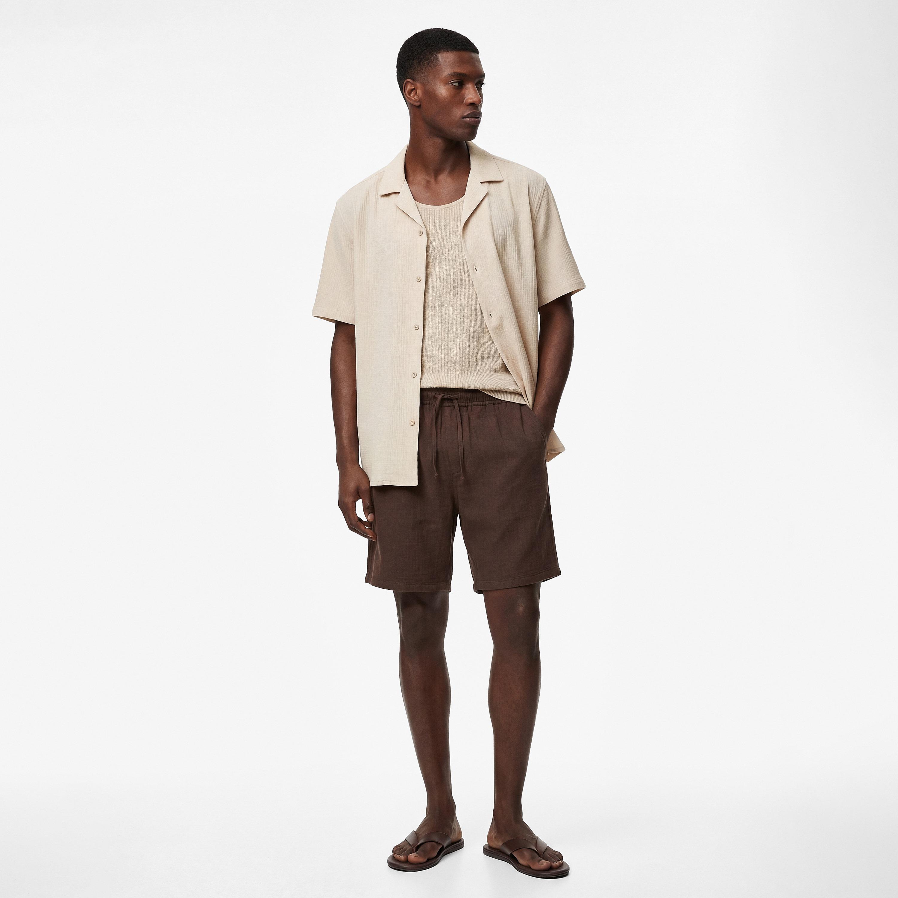 KOTON Regular Fit Mid-Rise Drawstring Waist Men's Shorts-men-clothing-bottoms-shorts-image-2