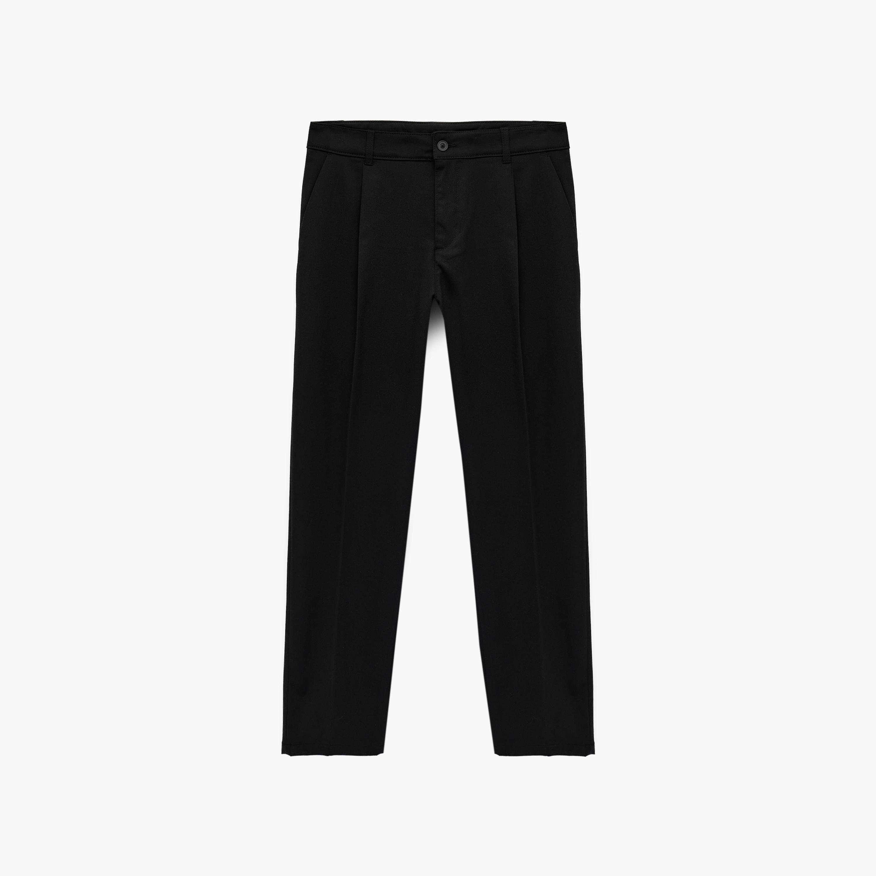 بنطلون رجالي خصر متوسط قصة "ريلاكس فت" بزر وسحاب من كوتون-men-clothing-bottoms-trousersandchinos-trousers-image-1