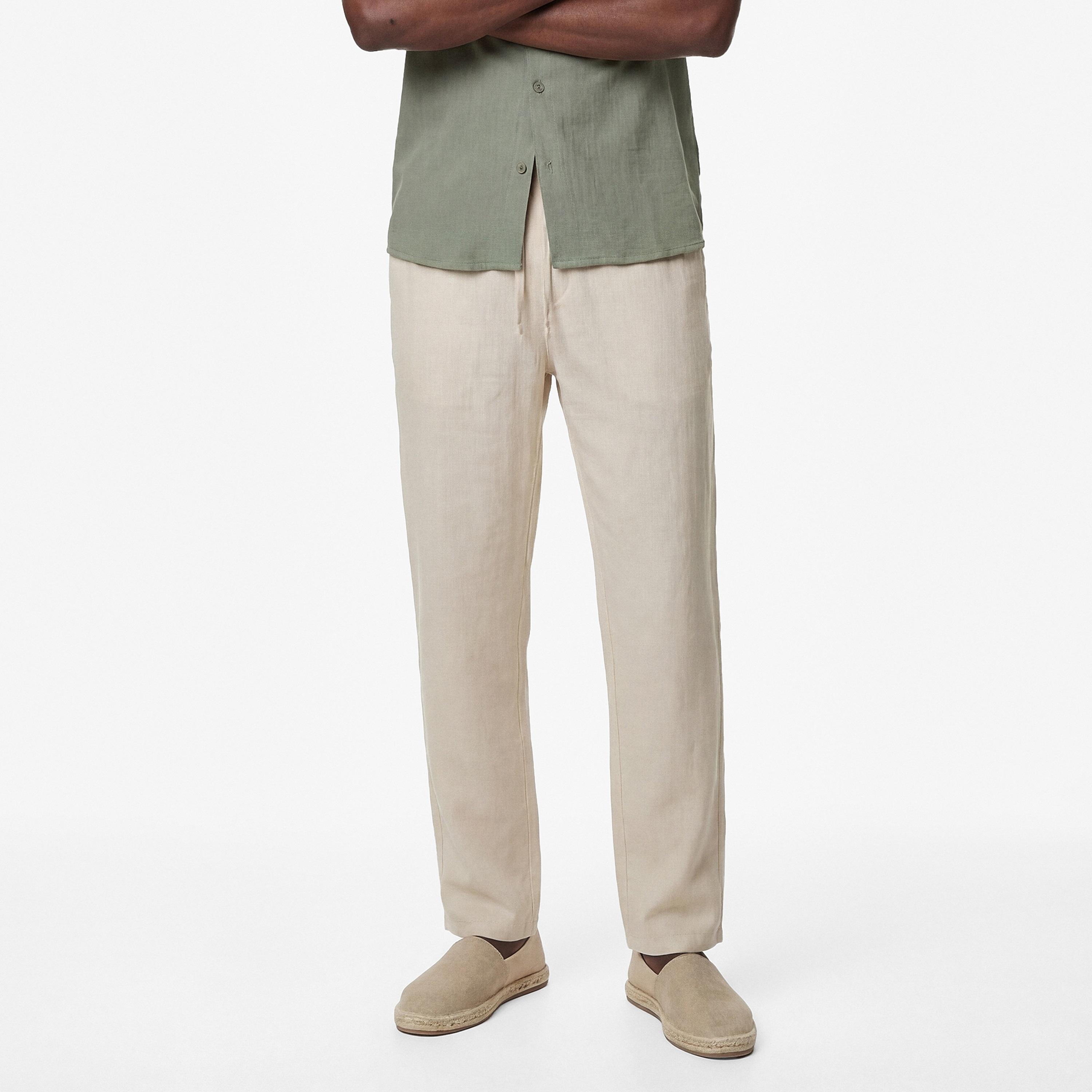KOTON Regular Fit Mid-Rise Drawstring Waist Men's Trousers-men-clothing-bottoms-trousersandchinos-trousers-image-1