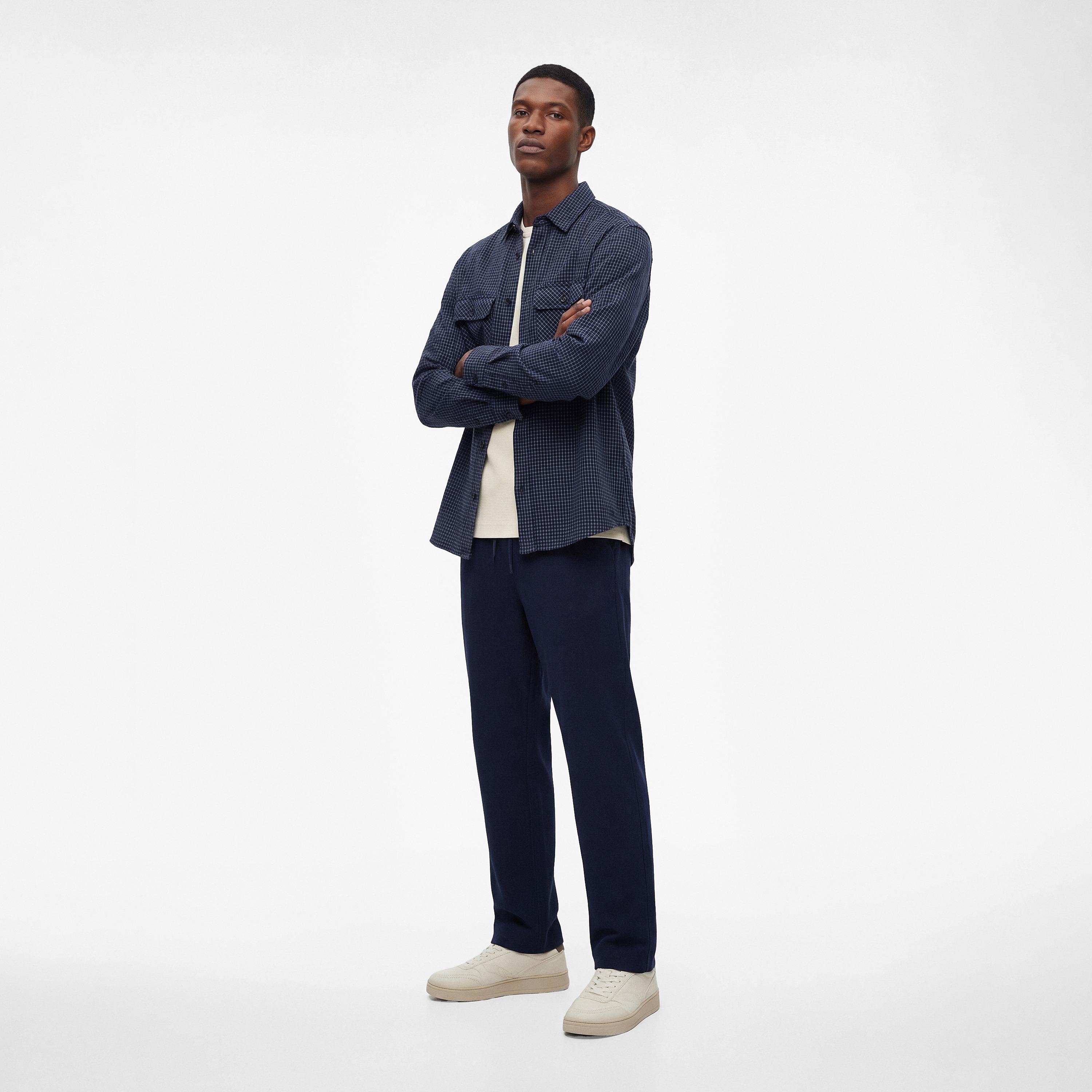 KOTON Regular Fit Mid-Rise Drawstring Waist Men's Trousers-men-clothing-bottoms-trousersandchinos-trousers-image-2