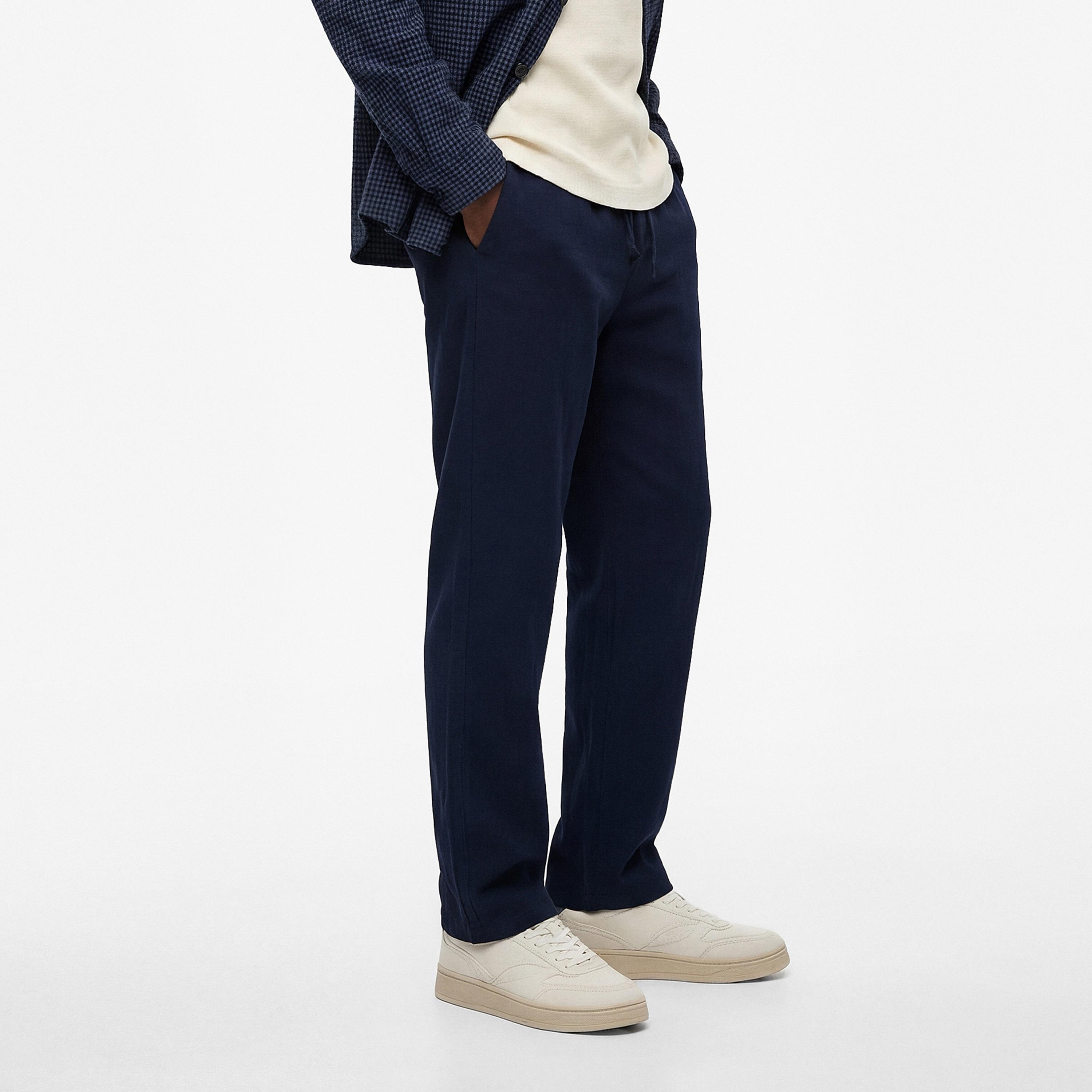 KOTON Regular Fit Mid-Rise Drawstring Waist Men's Trousers-men-clothing-bottoms-trousersandchinos-trousers-image-3