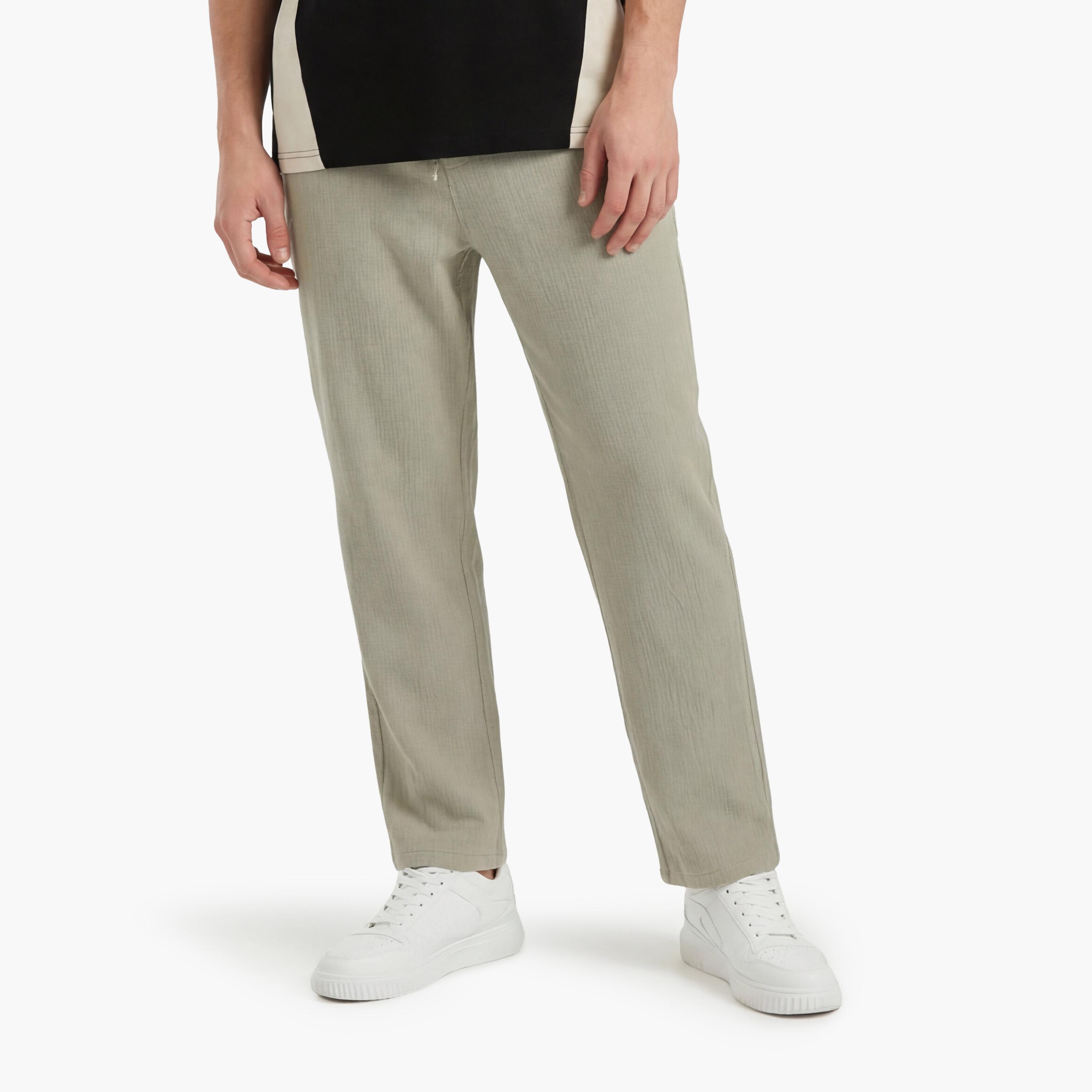 KOTON Regular Fit Mid-Rise Drawstring Waist Men's Trousers-men-clothing-bottoms-trousersandchinos-trousers-image-1