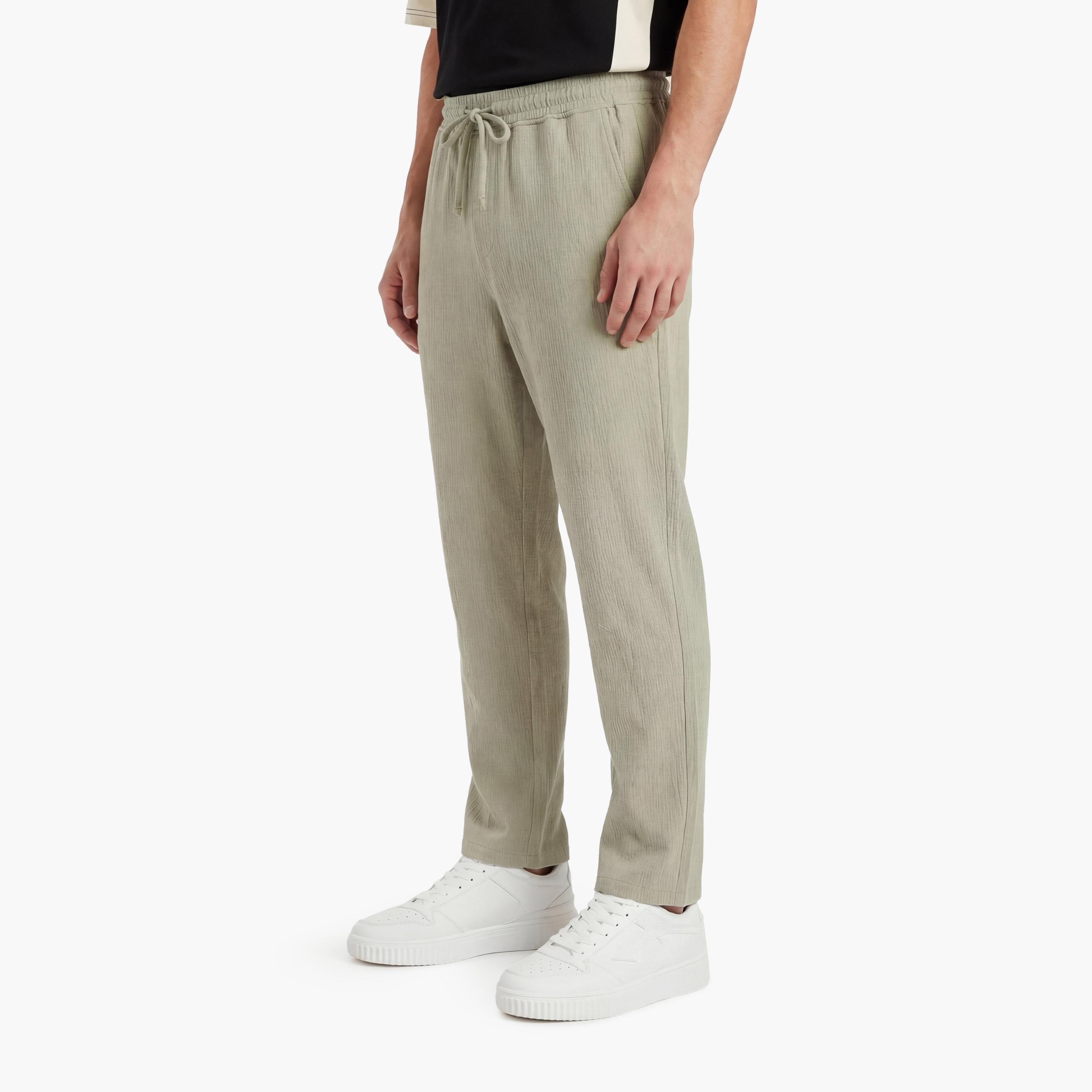 KOTON Regular Fit Mid-Rise Drawstring Waist Men's Trousers-men-clothing-bottoms-trousersandchinos-trousers-image-5