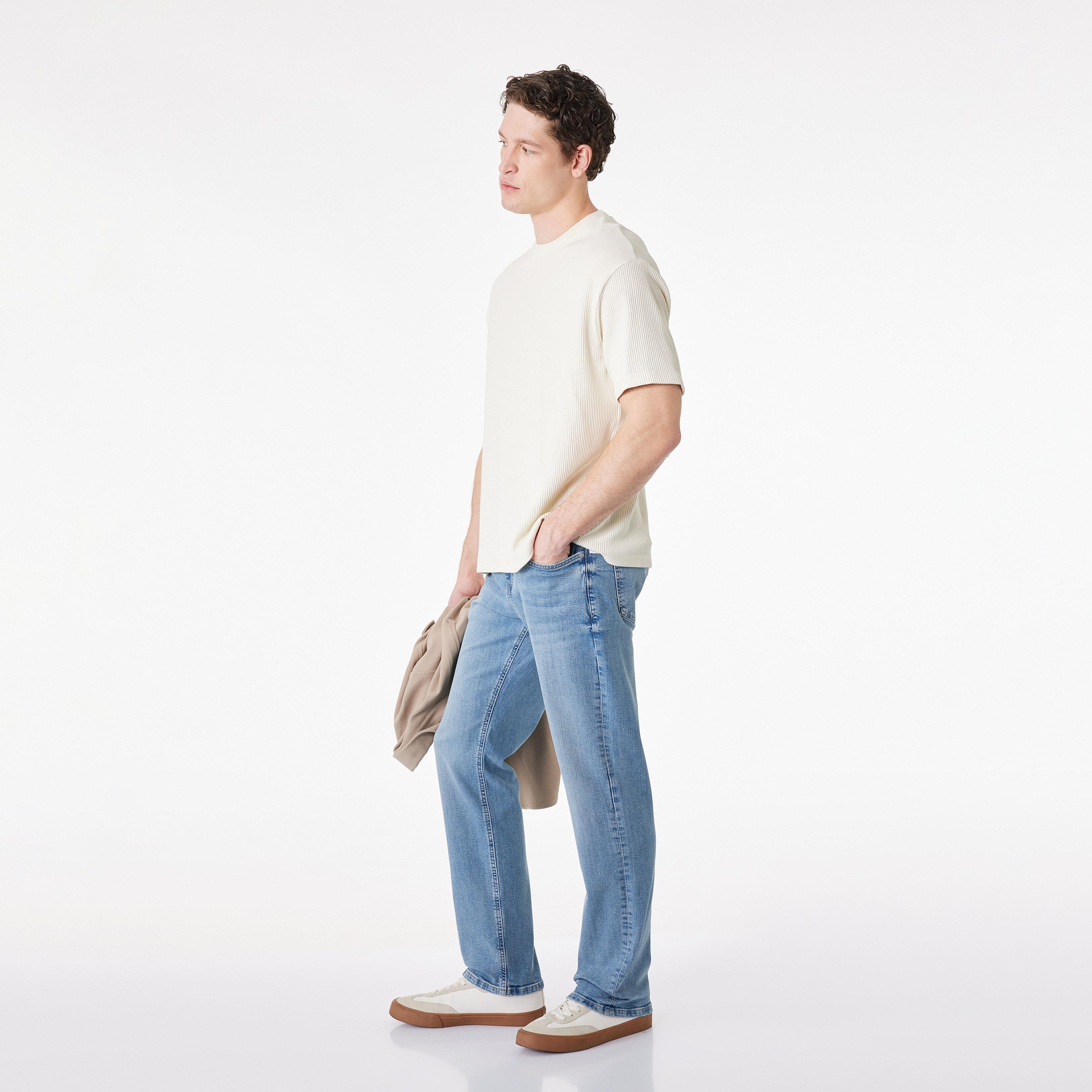 KOTON Straight Fit Plain Mid-Rise Men's Jeans-men-clothing-bottoms-jeans-image-2