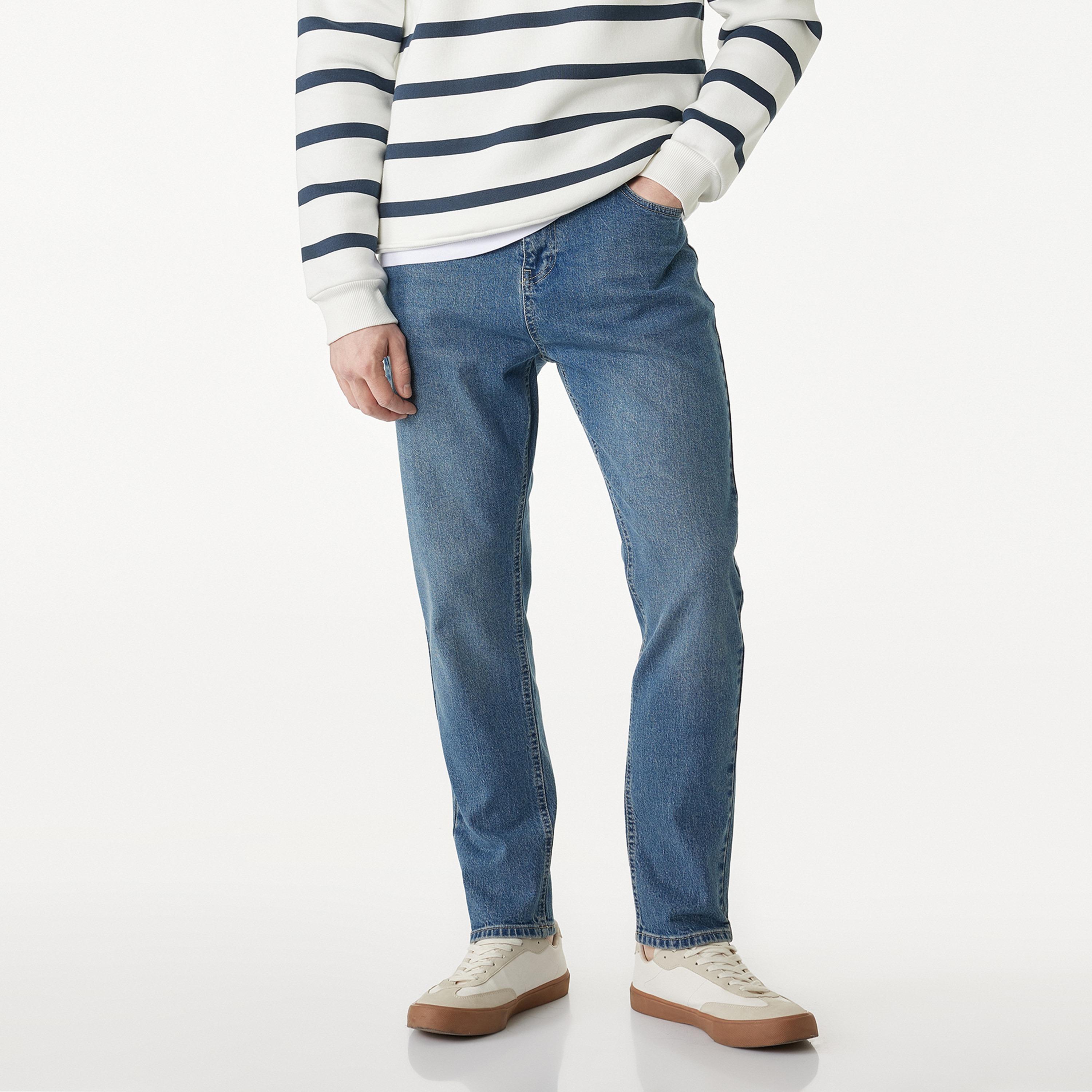 KOTON Regular Fit Plain Mid-Rise Men's Jeans-men-clothing-bottoms-jeans-image-1