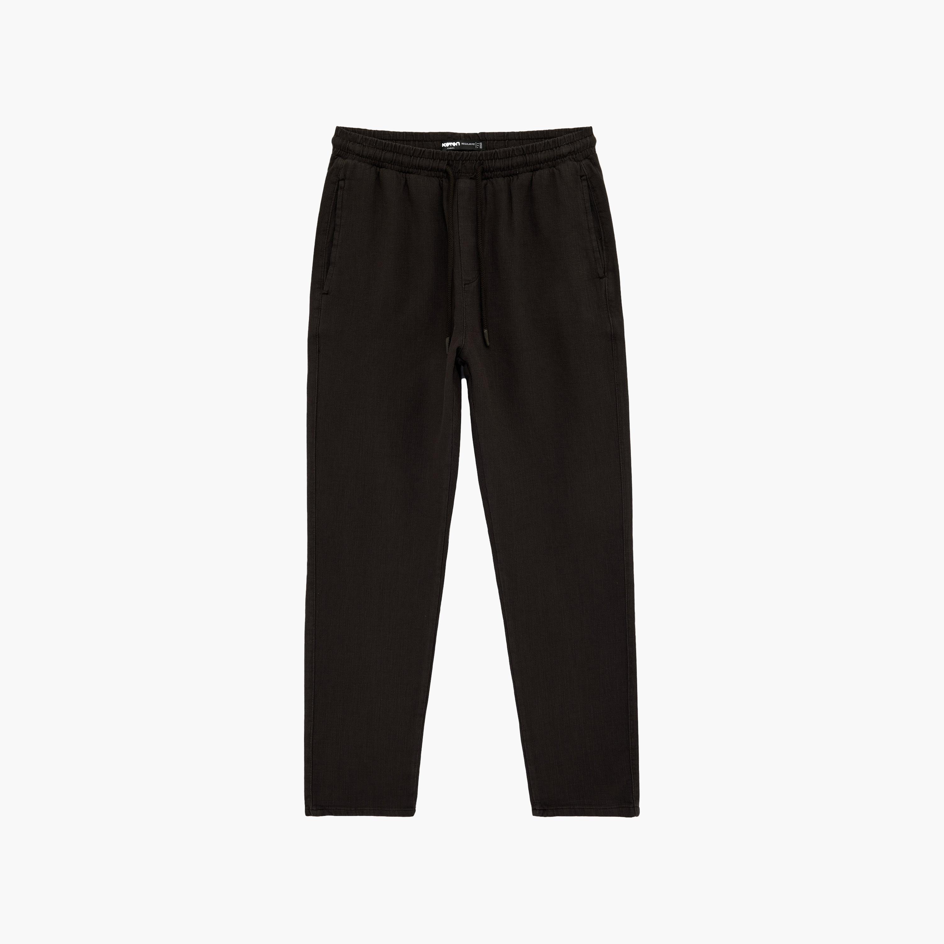 KOTON Regular Fit Mid-Rise Drawstring Waist Men's Trousers-men-clothing-bottoms-trousersandchinos-trousers-image-6