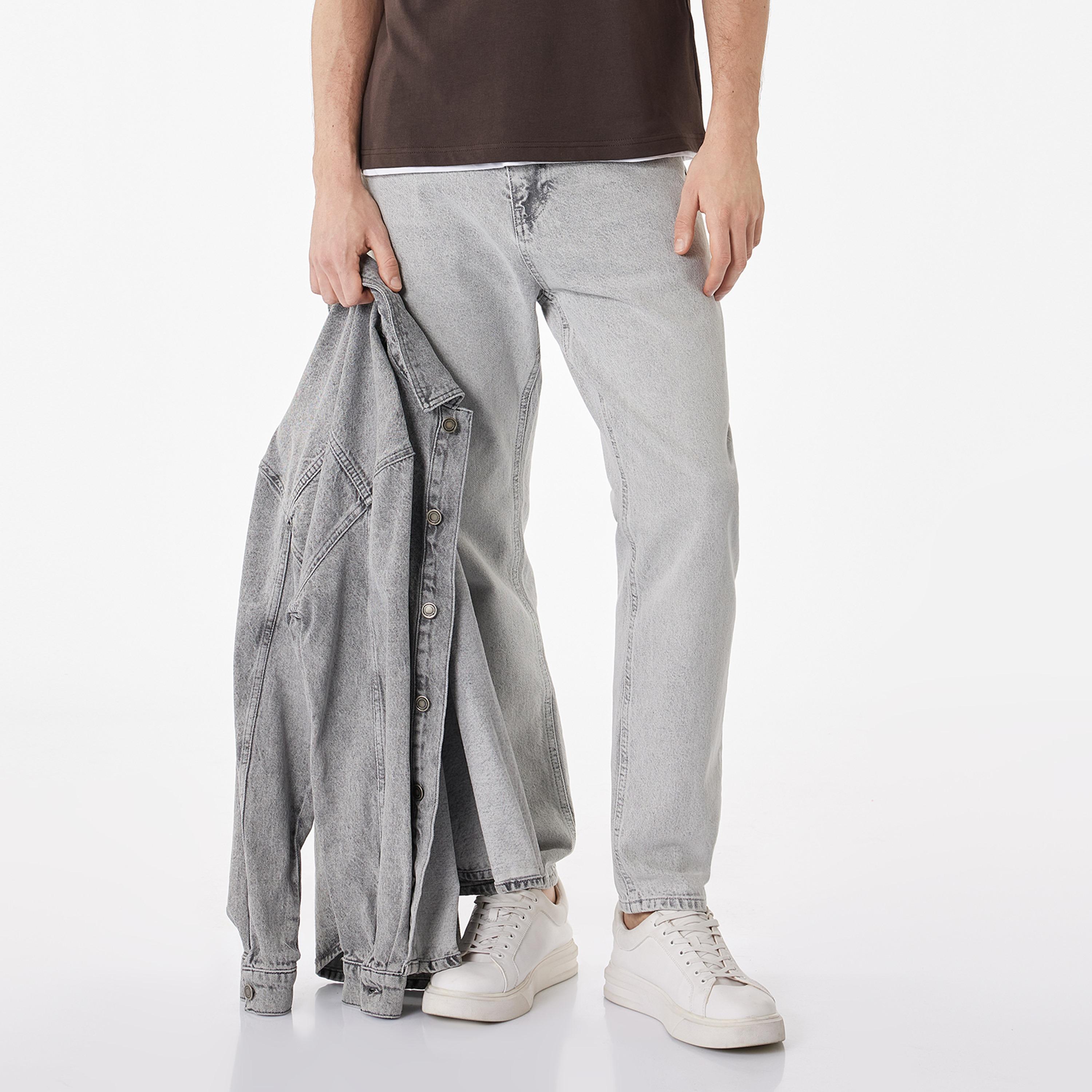 KOTON Regular Fit Plain Mid-Rise Men's Jeans-men-clothing-bottoms-jeans-image-1