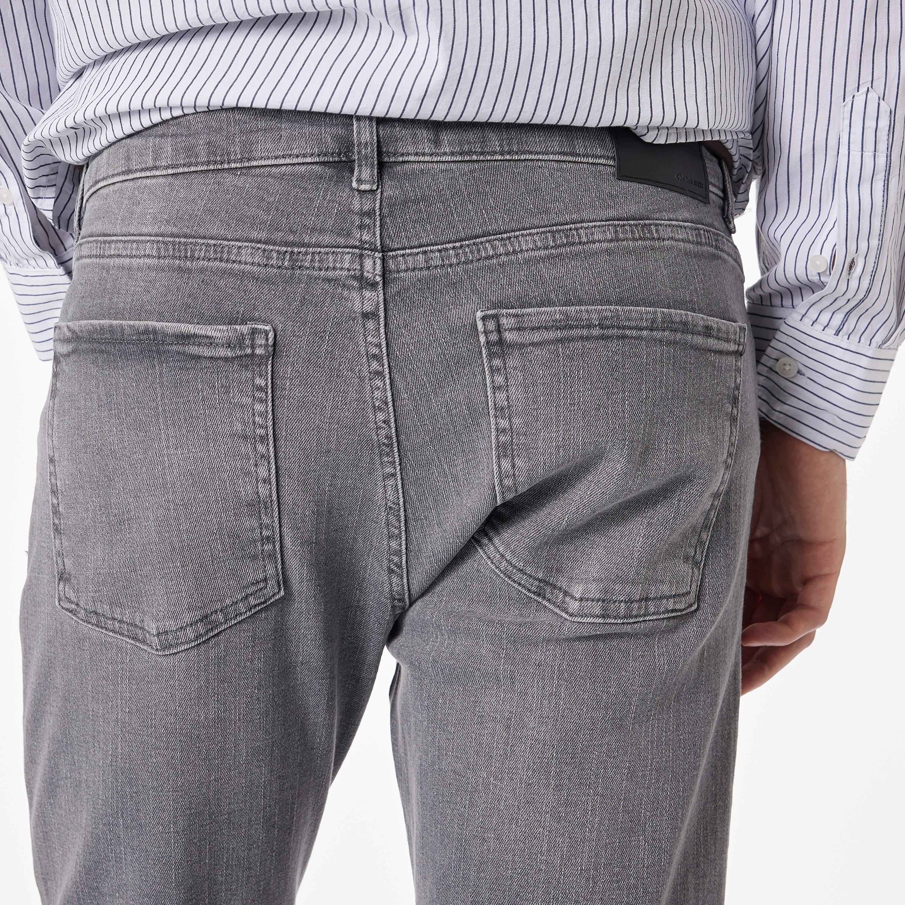 بنطلون جينز رجالي خصر متوسط قصة "سليم فت" ضيقة سادة من كوتون-men-clothing-bottoms-jeans-image-3