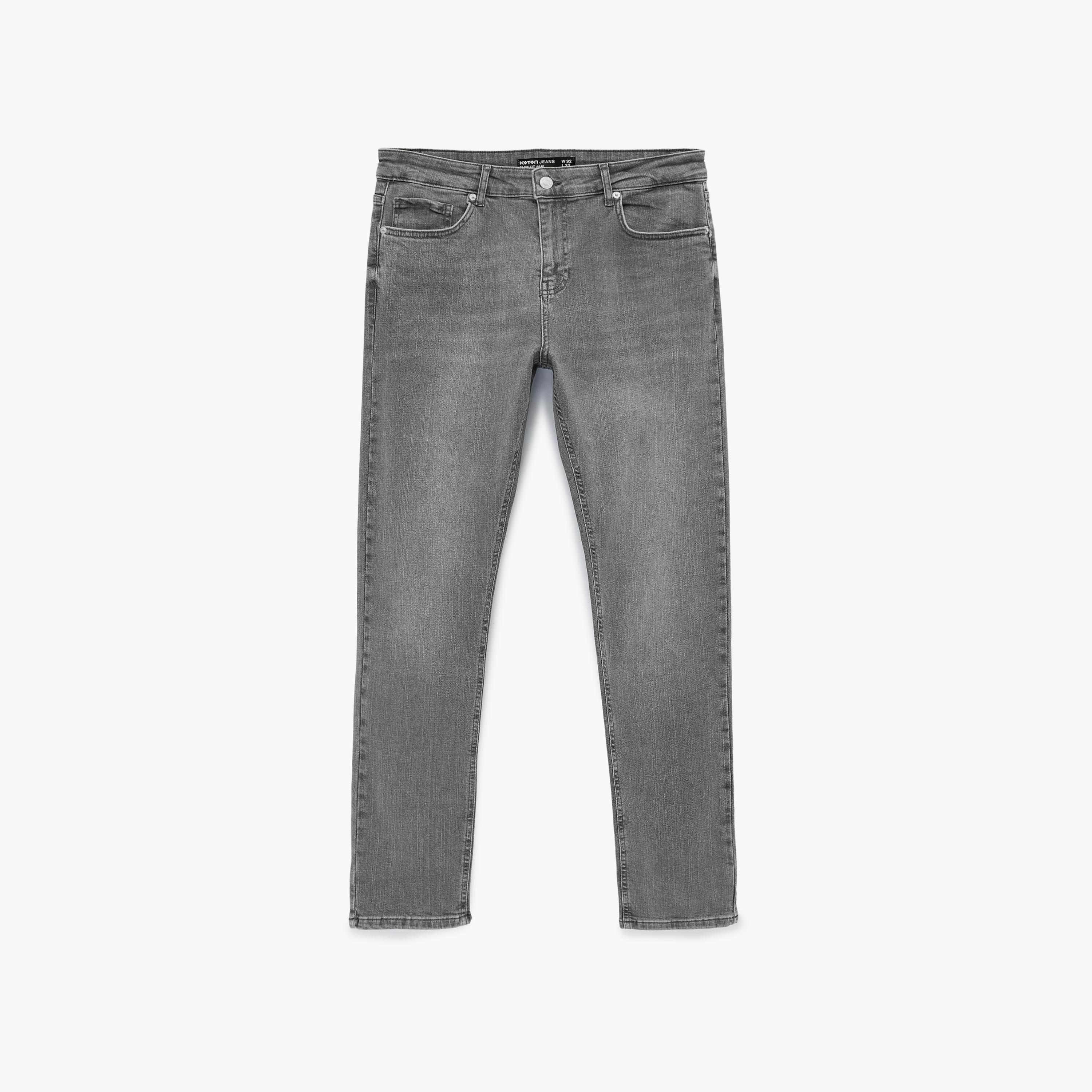 KOTON Slim Fit Plain Mid-Rise Men's Jeans-men-clothing-bottoms-jeans-image-4
