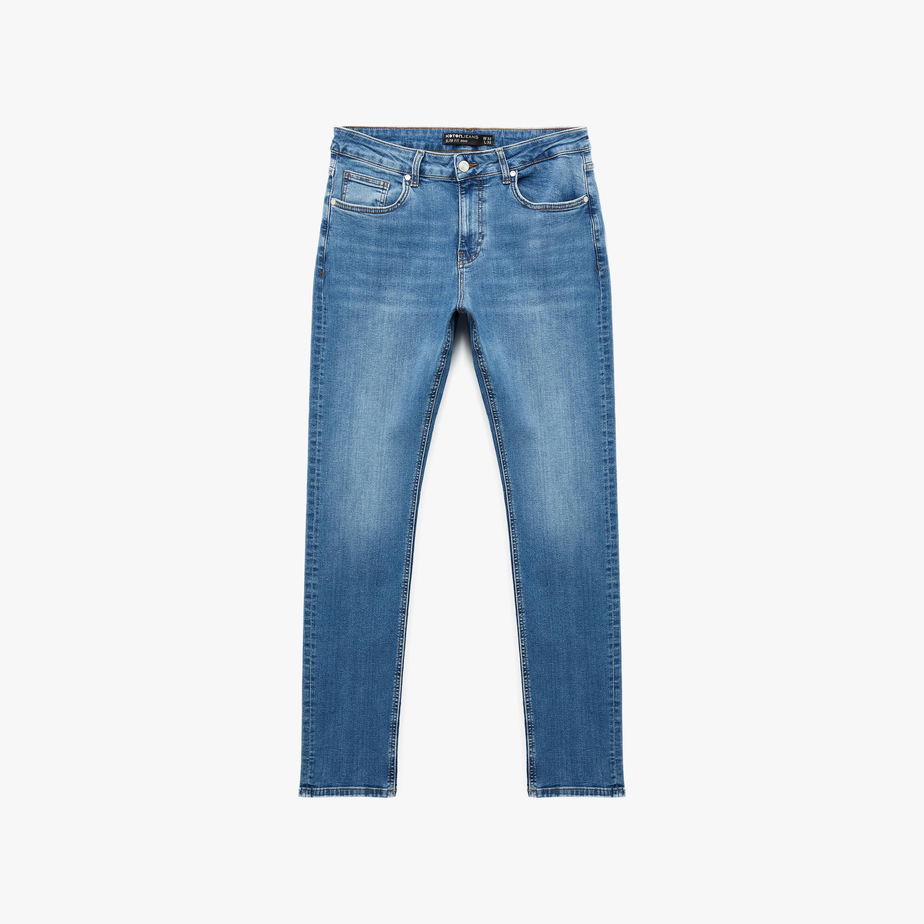 بنطلون جينز رجالي خصر متوسط قصة "سليم فت" ضيقة سادة من كوتون-men-clothing-bottoms-jeans-image-5