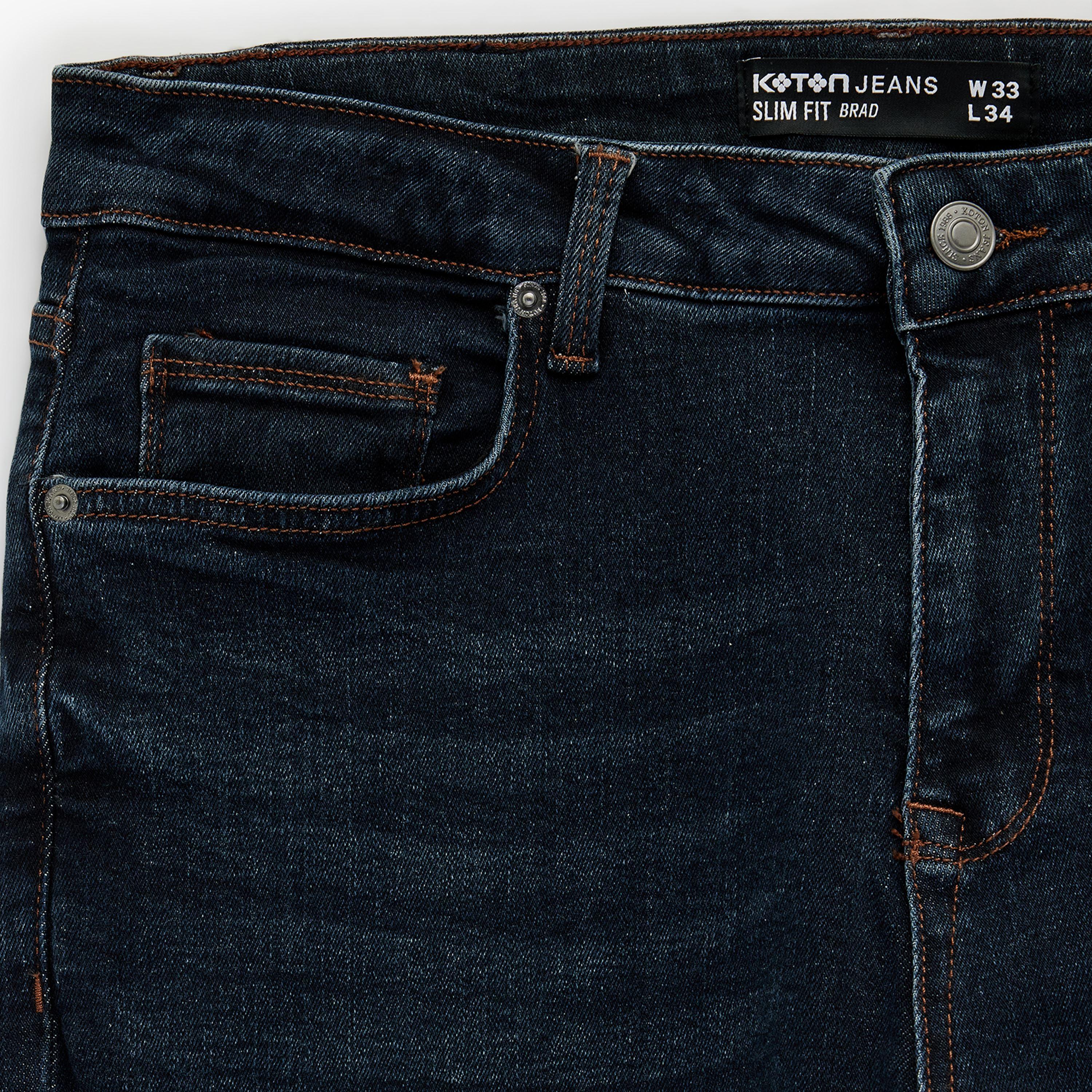 KOTON Slim Fit Plain Mid-Rise Men's Jeans-men-clothing-bottoms-jeans-image-7