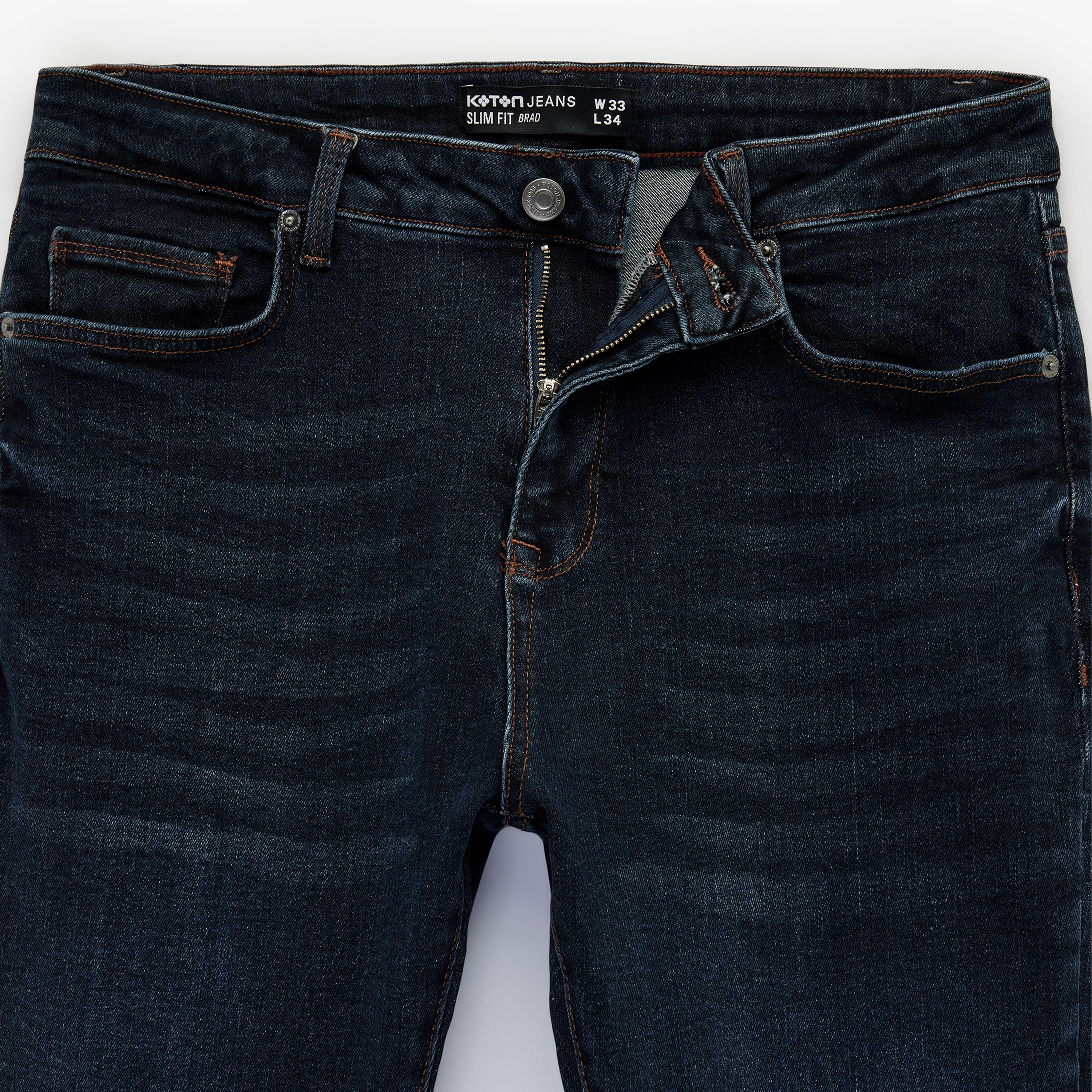 KOTON Slim Fit Plain Mid-Rise Men's Jeans-men-clothing-bottoms-jeans-image-8