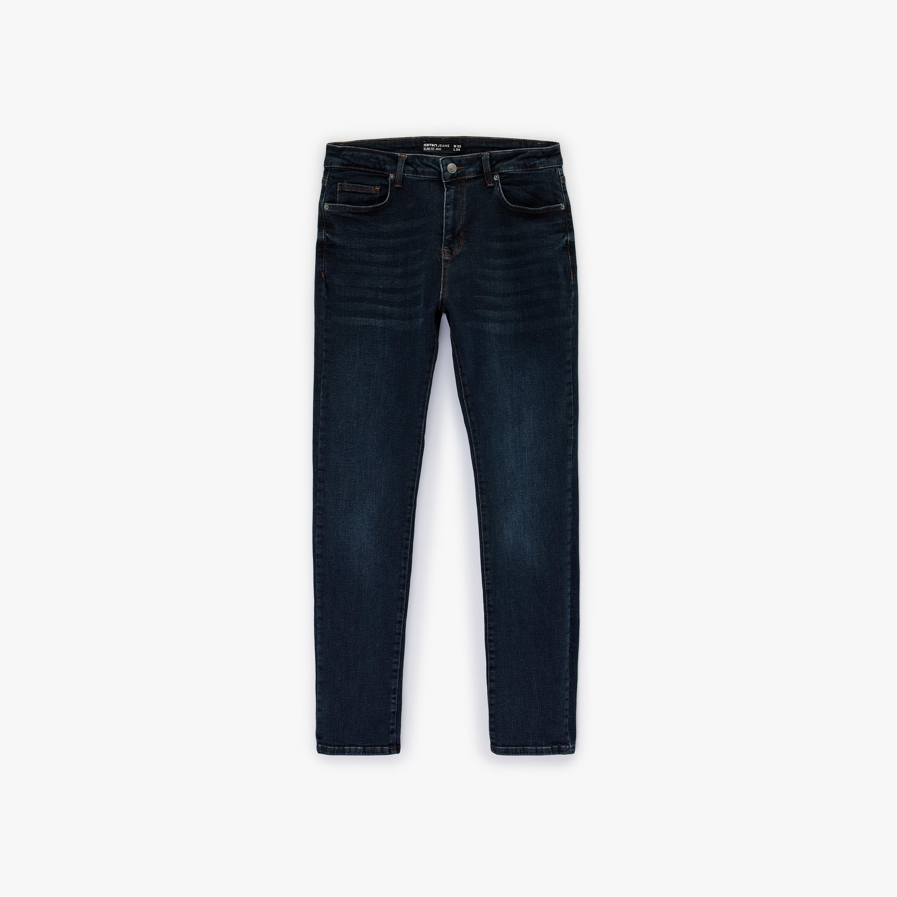 KOTON Slim Fit Plain Mid-Rise Men's Jeans-men-clothing-bottoms-jeans-image-4