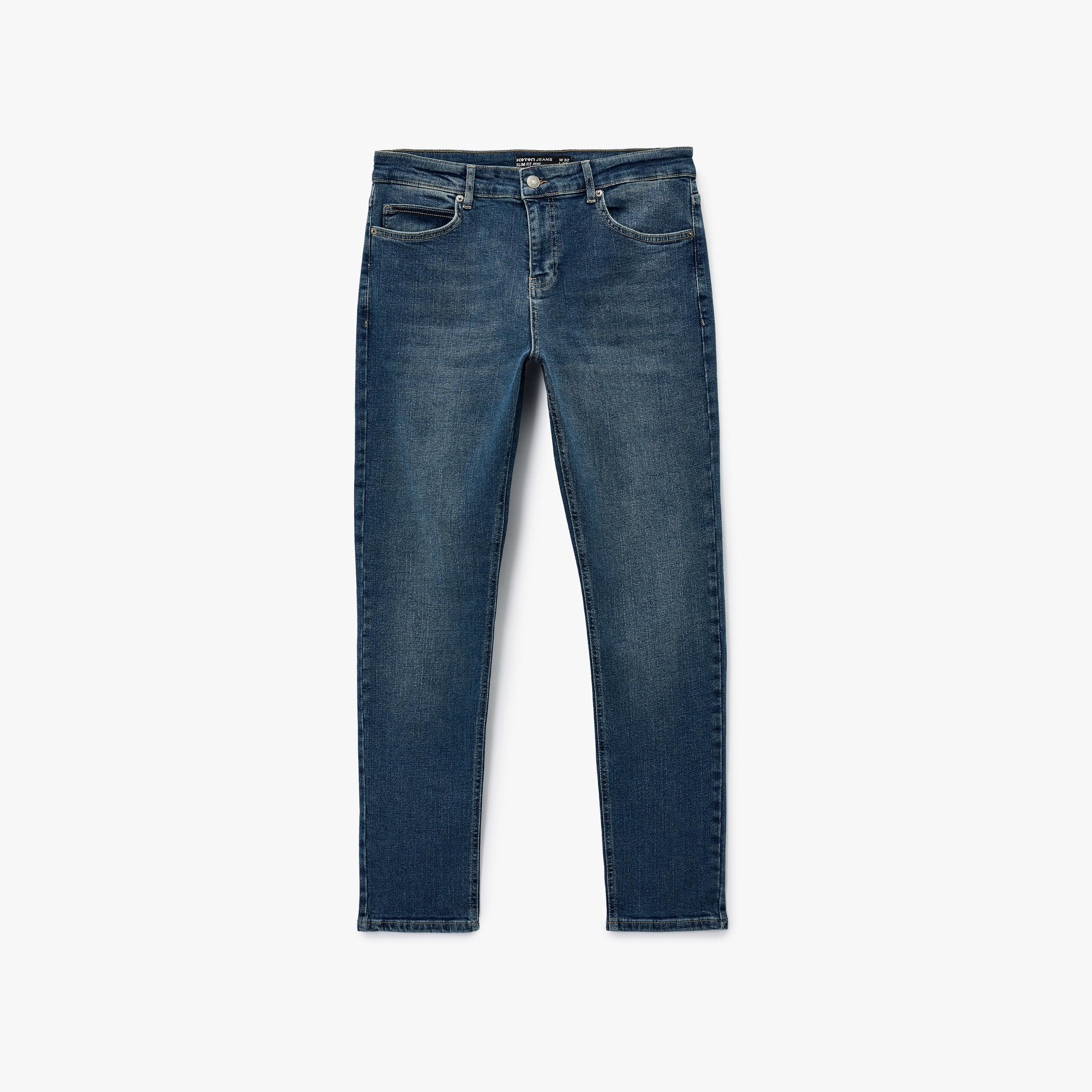 KOTON Slim Fit Plain Mid-Rise Men's Jeans-men-clothing-bottoms-jeans-image-4