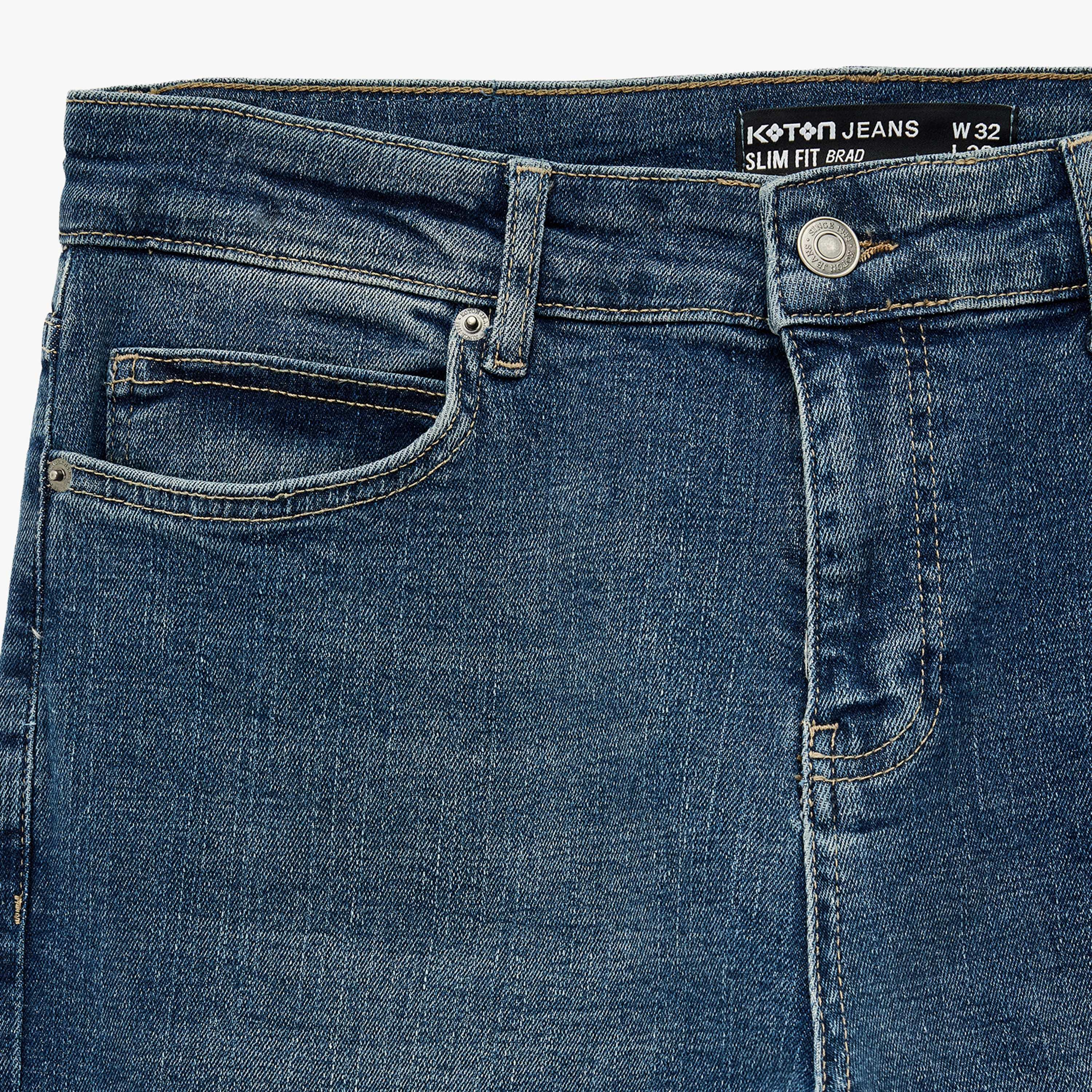 KOTON Slim Fit Plain Mid-Rise Men's Jeans-men-clothing-bottoms-jeans-image-5