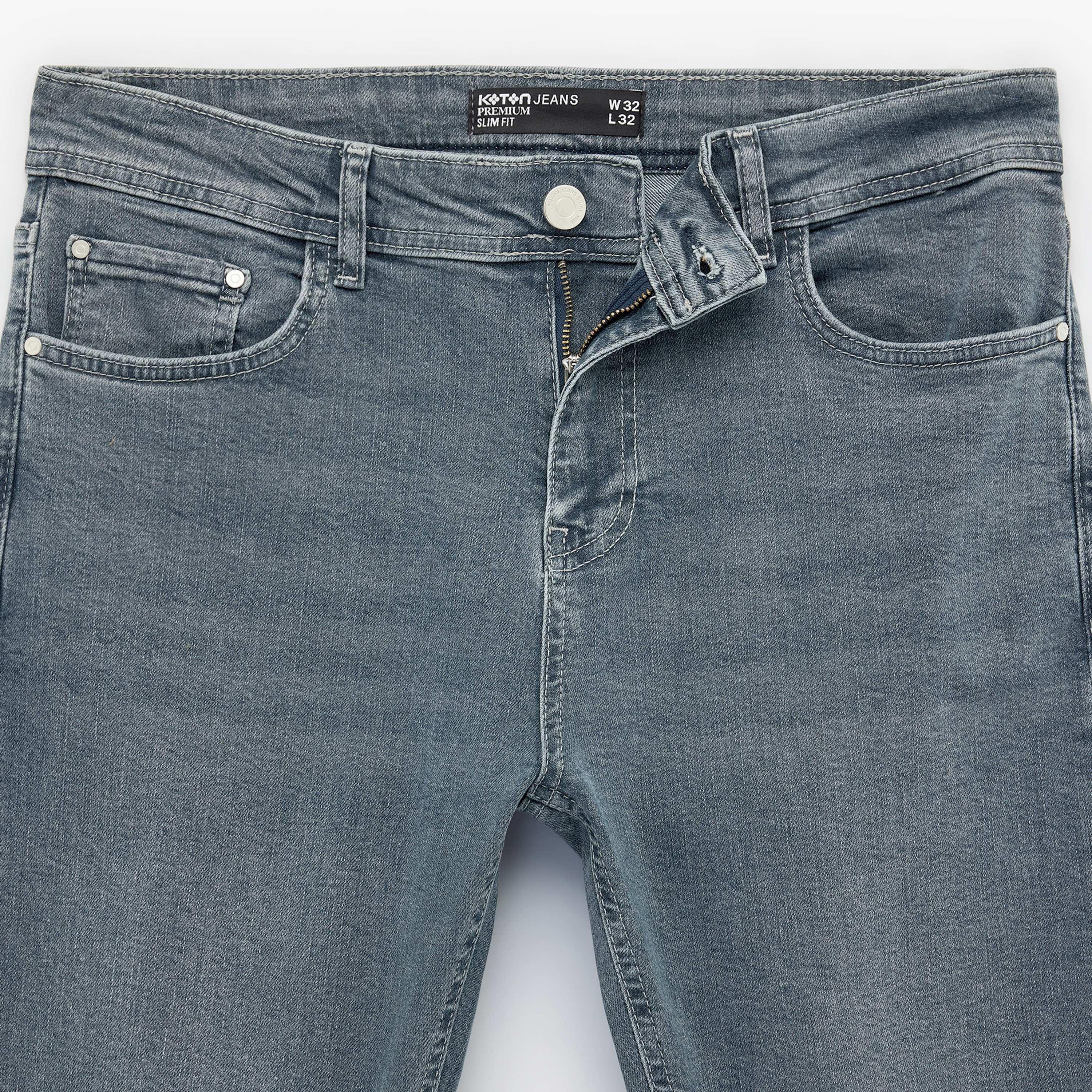 KOTON Slim Fit Plain Mid-Rise Men's Jeans-men-clothing-bottoms-jeans-image-4