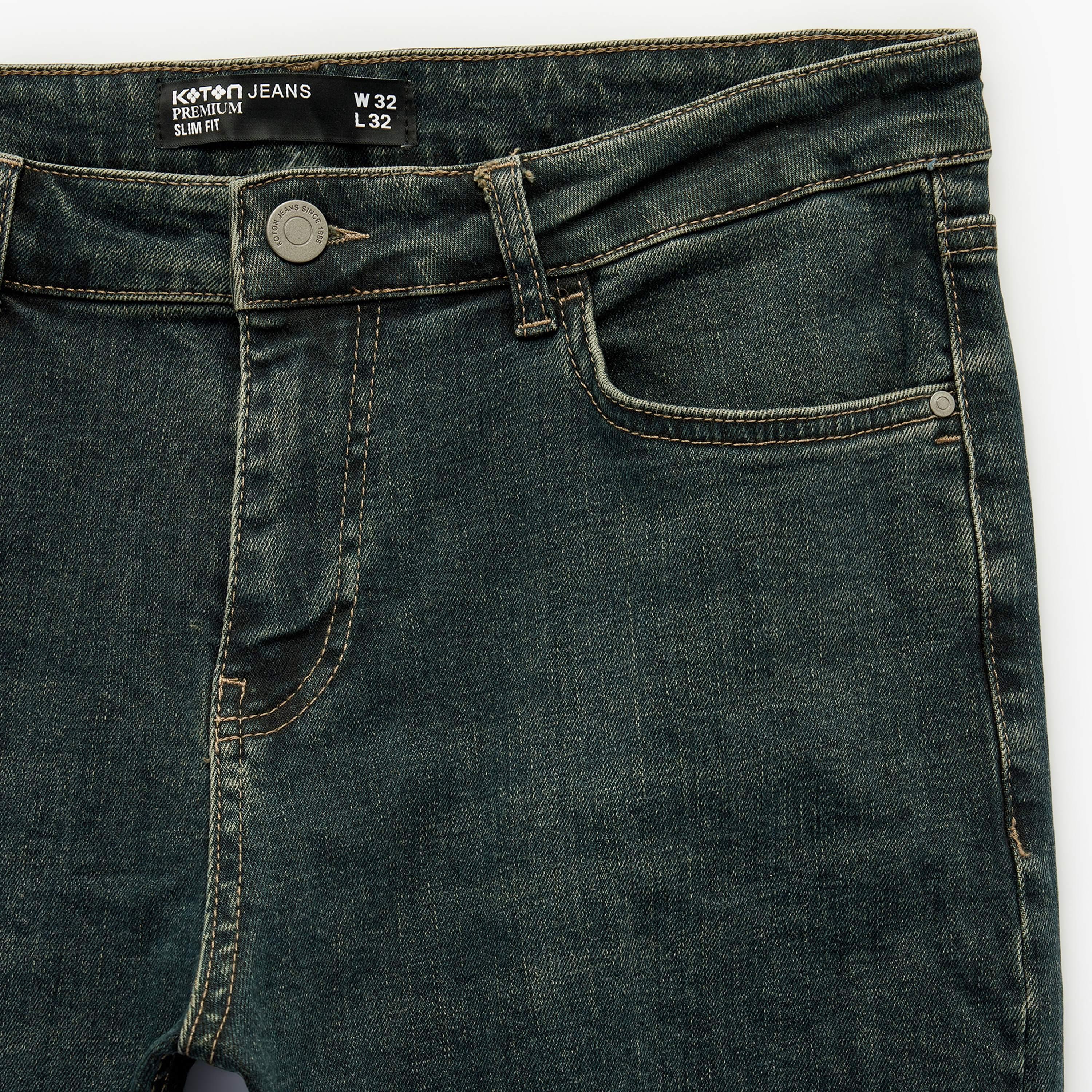 KOTON Slim Fit Plain Mid-Rise Men's Jeans-men-clothing-bottoms-jeans-image-7