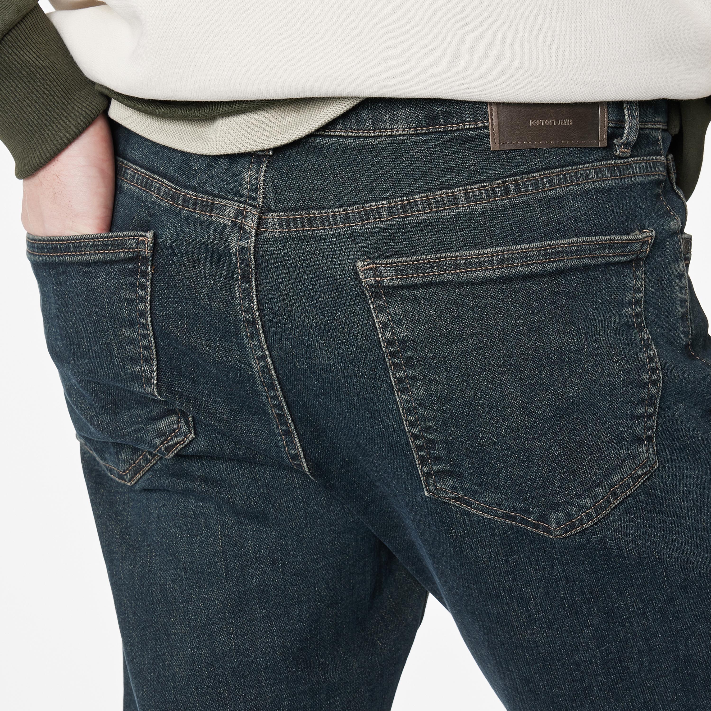 KOTON Slim Fit Plain Mid-Rise Men's Jeans-men-clothing-bottoms-jeans-image-3