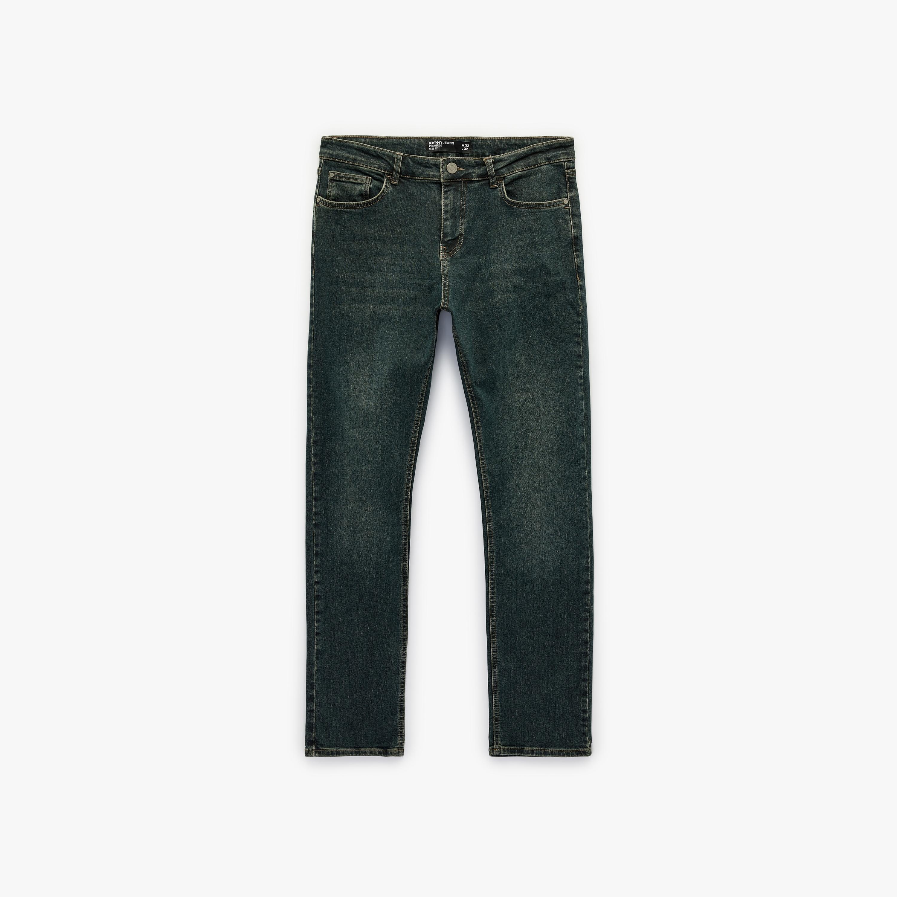 KOTON Slim Fit Plain Mid-Rise Men's Jeans-men-clothing-bottoms-jeans-image-5