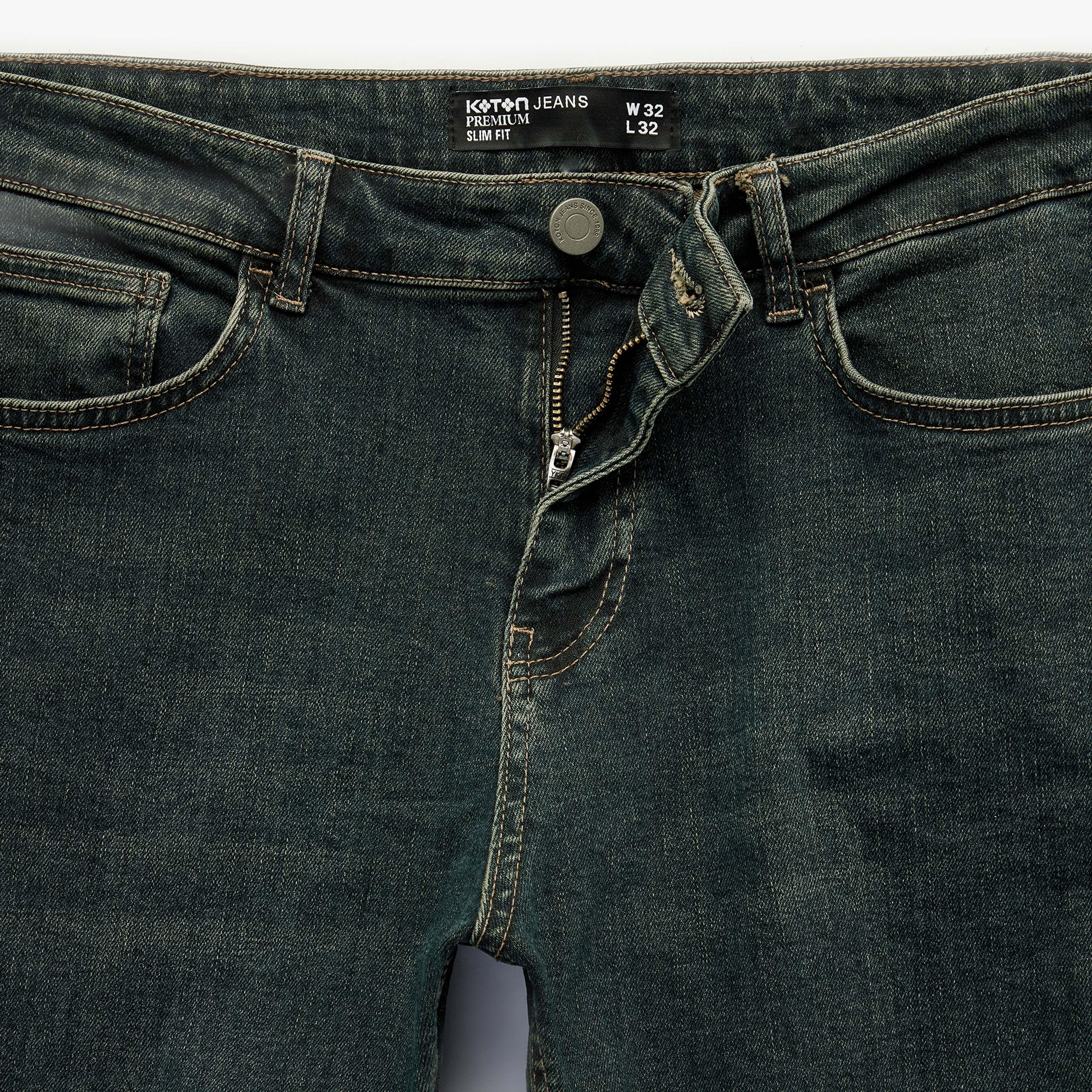 KOTON Slim Fit Plain Mid-Rise Men's Jeans-men-clothing-bottoms-jeans-image-8