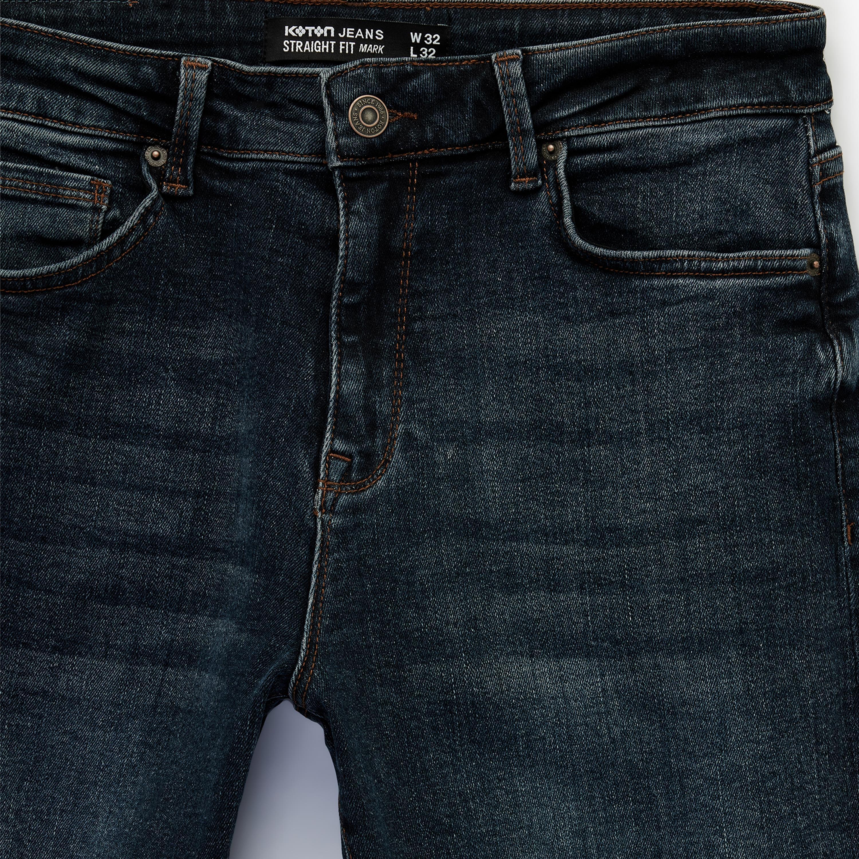 KOTON Straight Fit Plain Mid-Rise Men's Jeans-men-clothing-bottoms-jeans-image-7