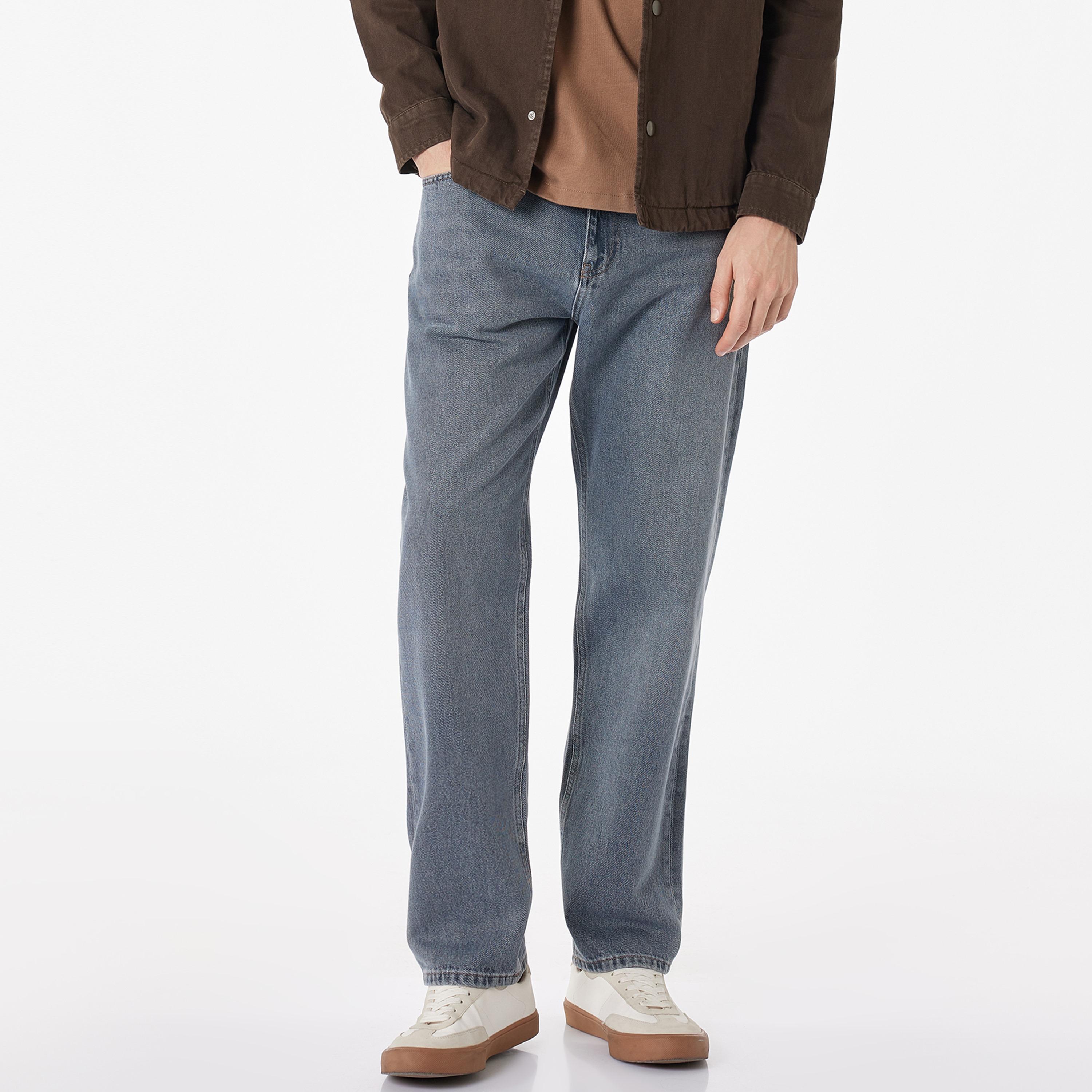 KOTON Straight Fit Plain Mid-Rise Men's Jeans-men-clothing-bottoms-jeans-image-1