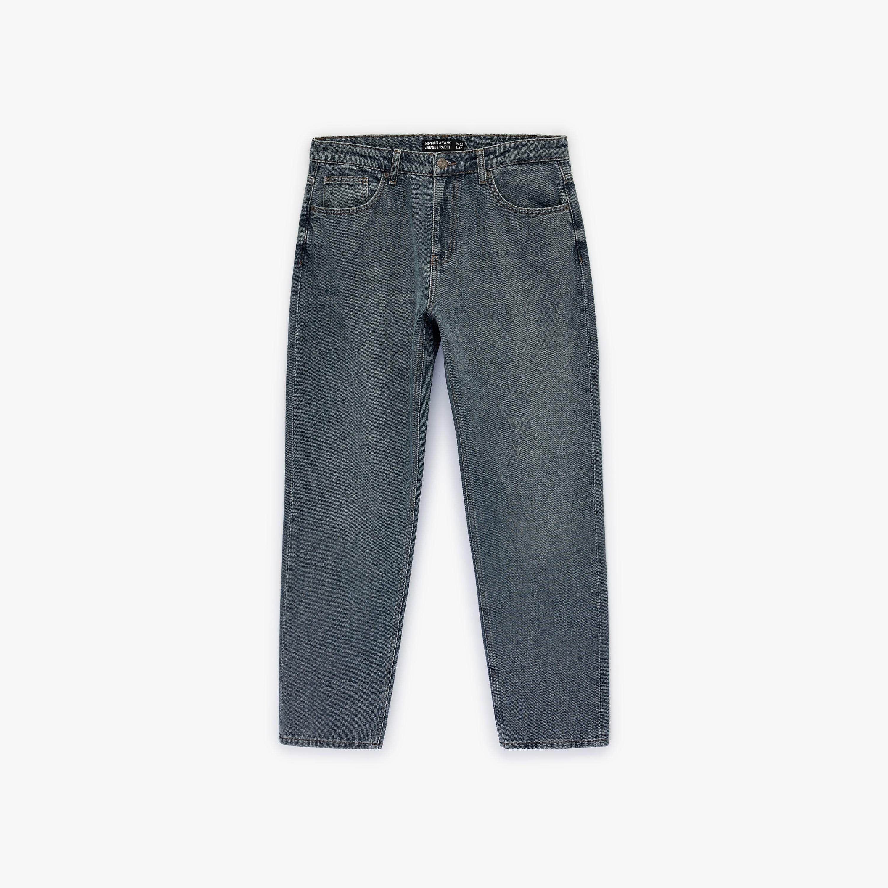 KOTON Straight Fit Plain Mid-Rise Men's Jeans-men-clothing-bottoms-jeans-image-5