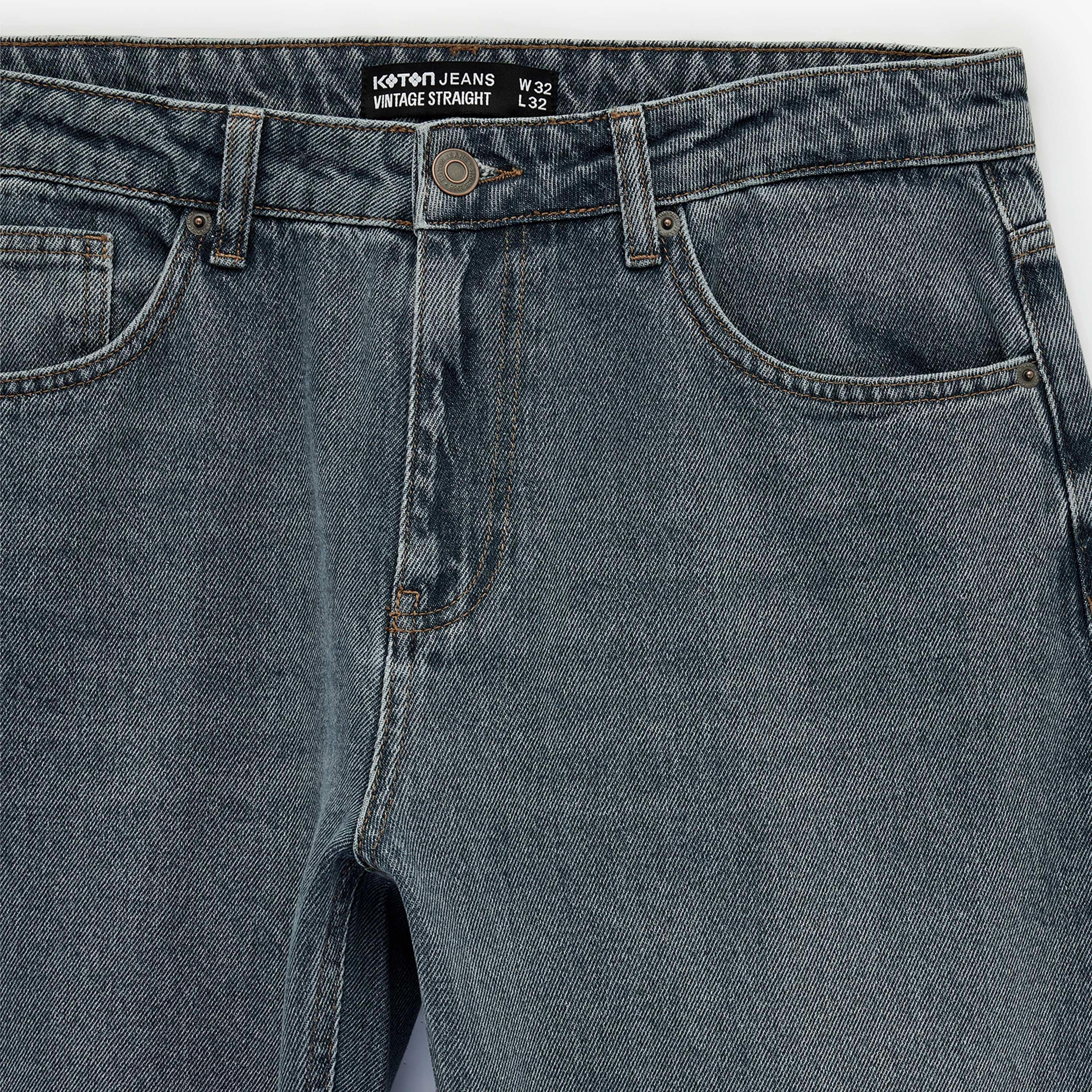 KOTON Straight Fit Plain Mid-Rise Men's Jeans-men-clothing-bottoms-jeans-image-7
